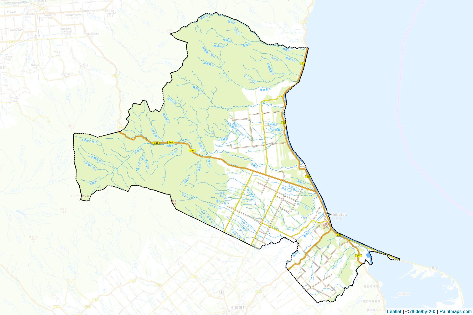 Shibetsu (Hokkaido Prefecture) Map Cropping Samples-1