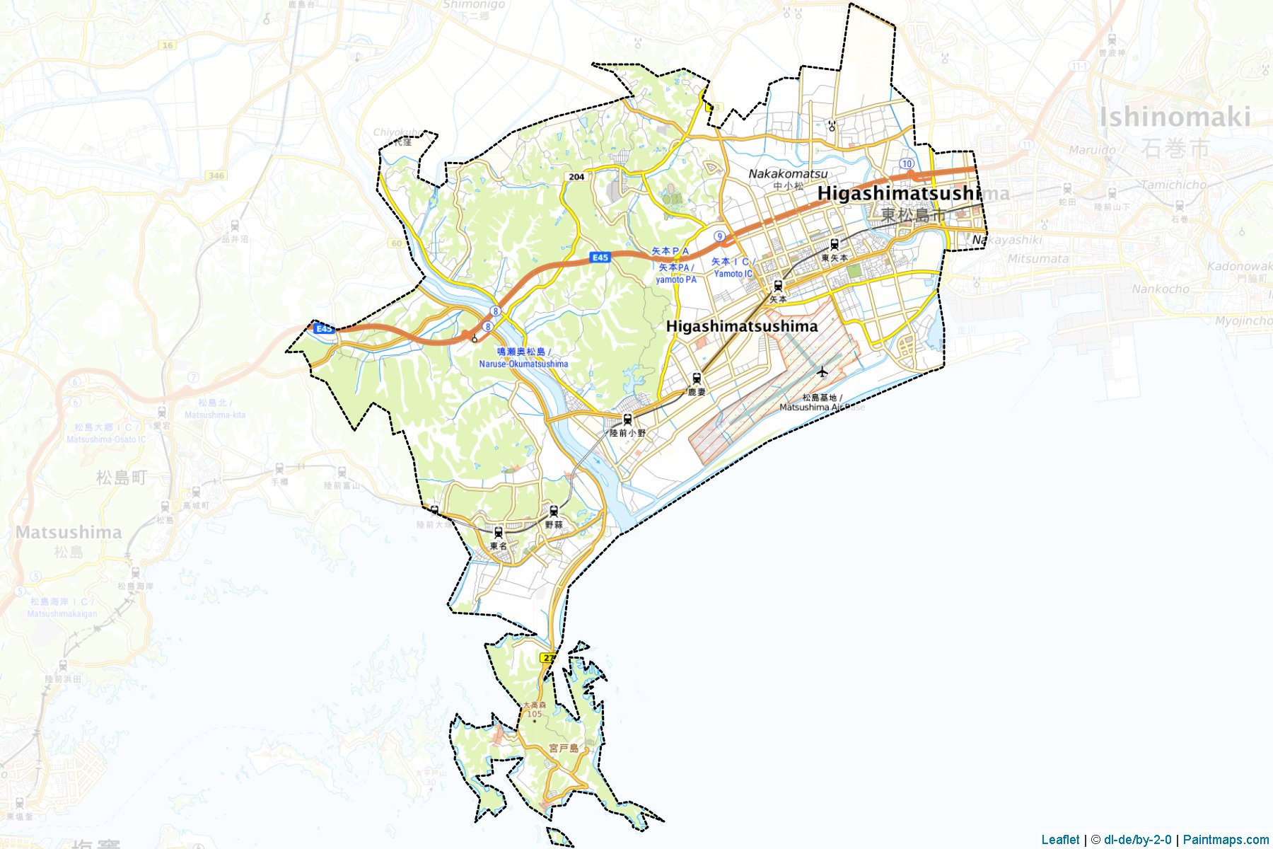 Higashimatsushima (Miyagi Prefecture) Map Cropping Samples-1