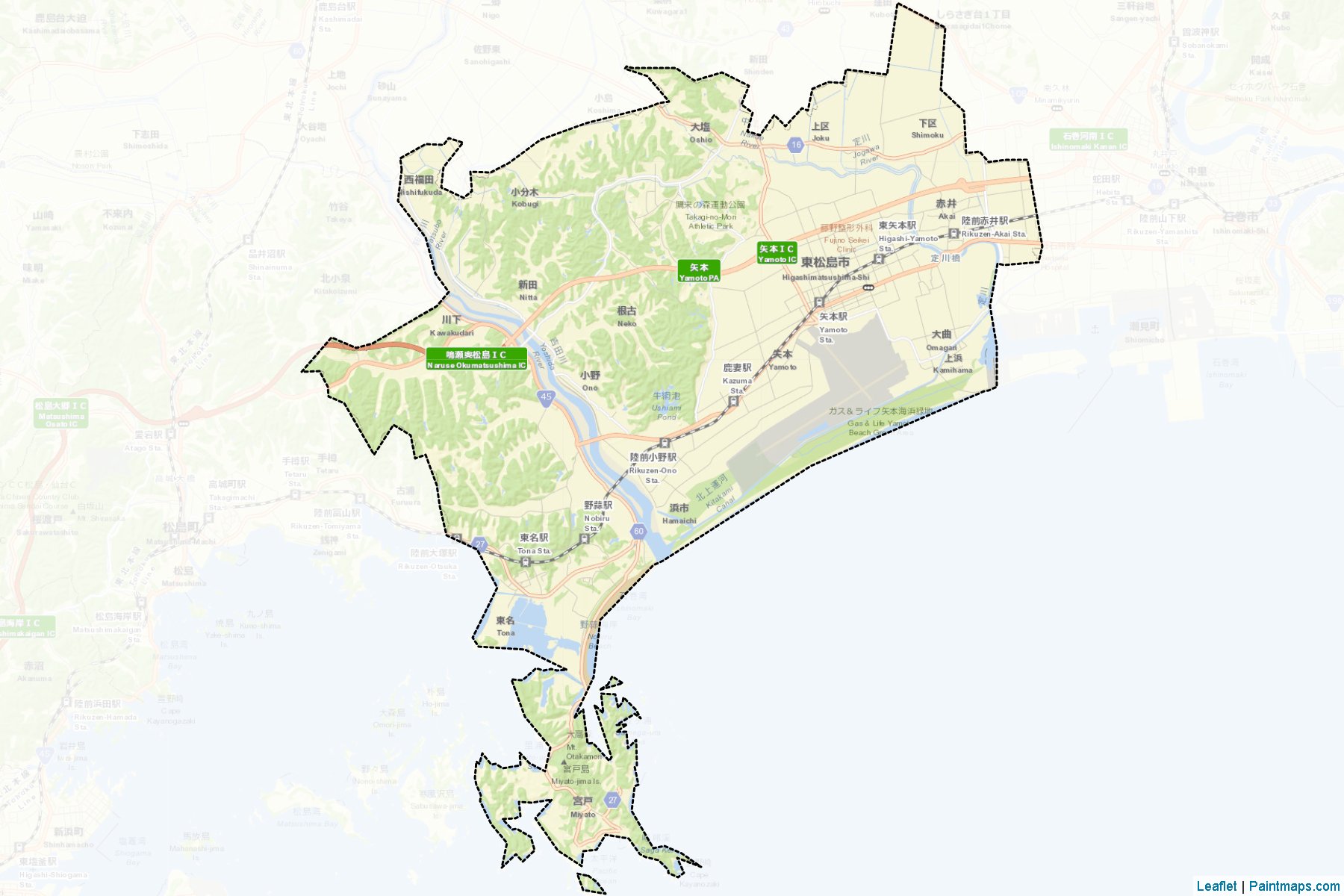 Higashimatsushima (Miyagi Prefecture) Map Cropping Samples-2