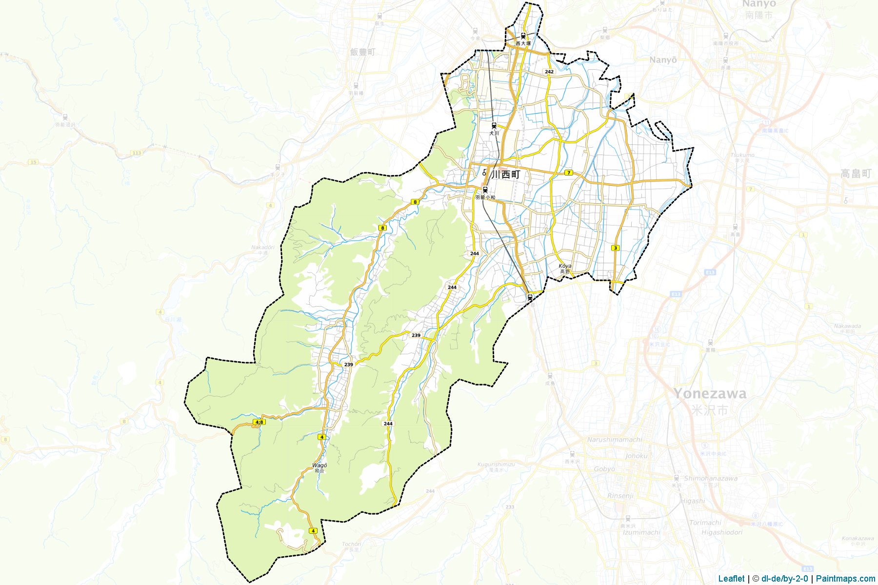 Muestras de recorte de mapas Kawanishi (Yamagata)-1