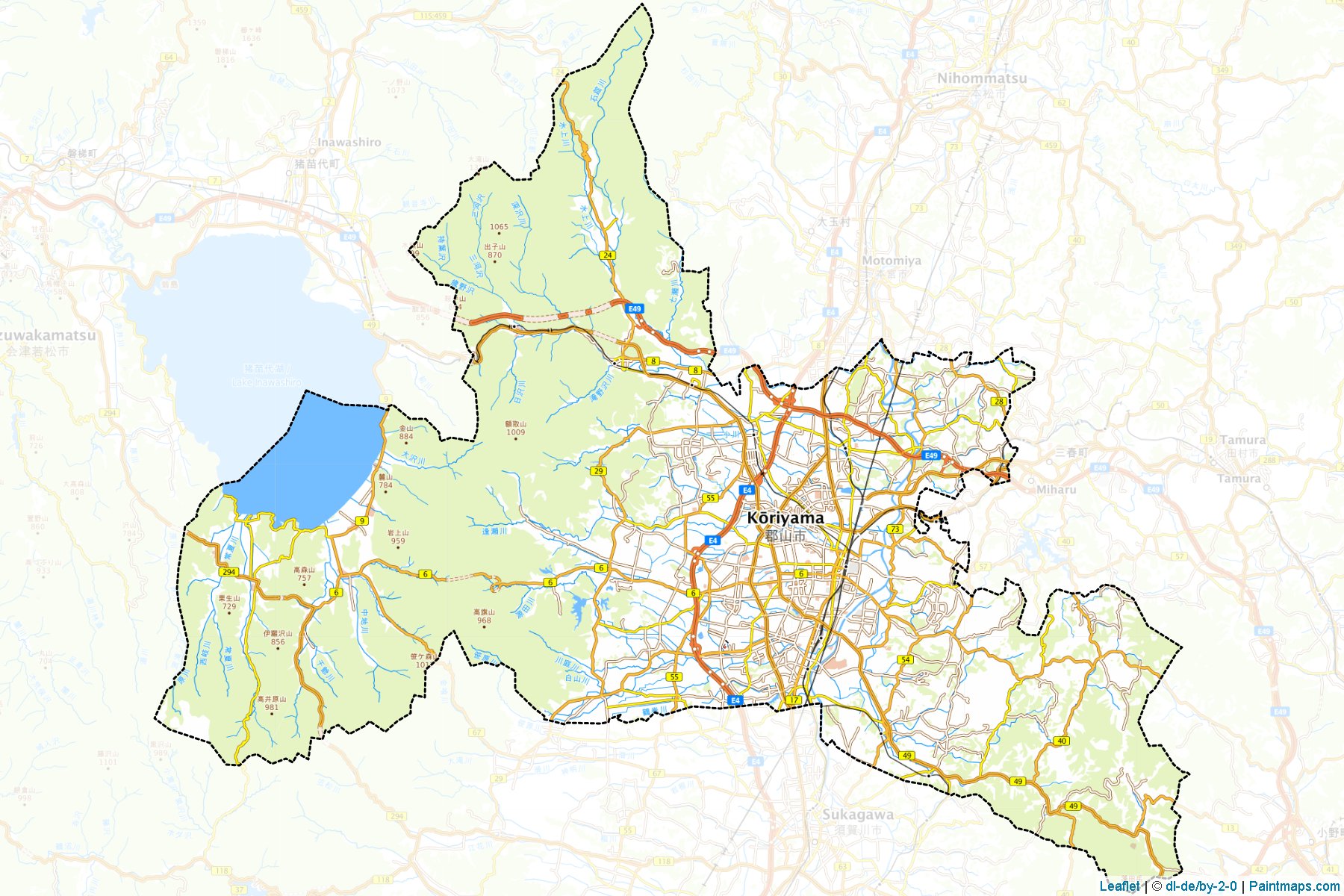 Muestras de recorte de mapas Koriyama (Fukushima)-1