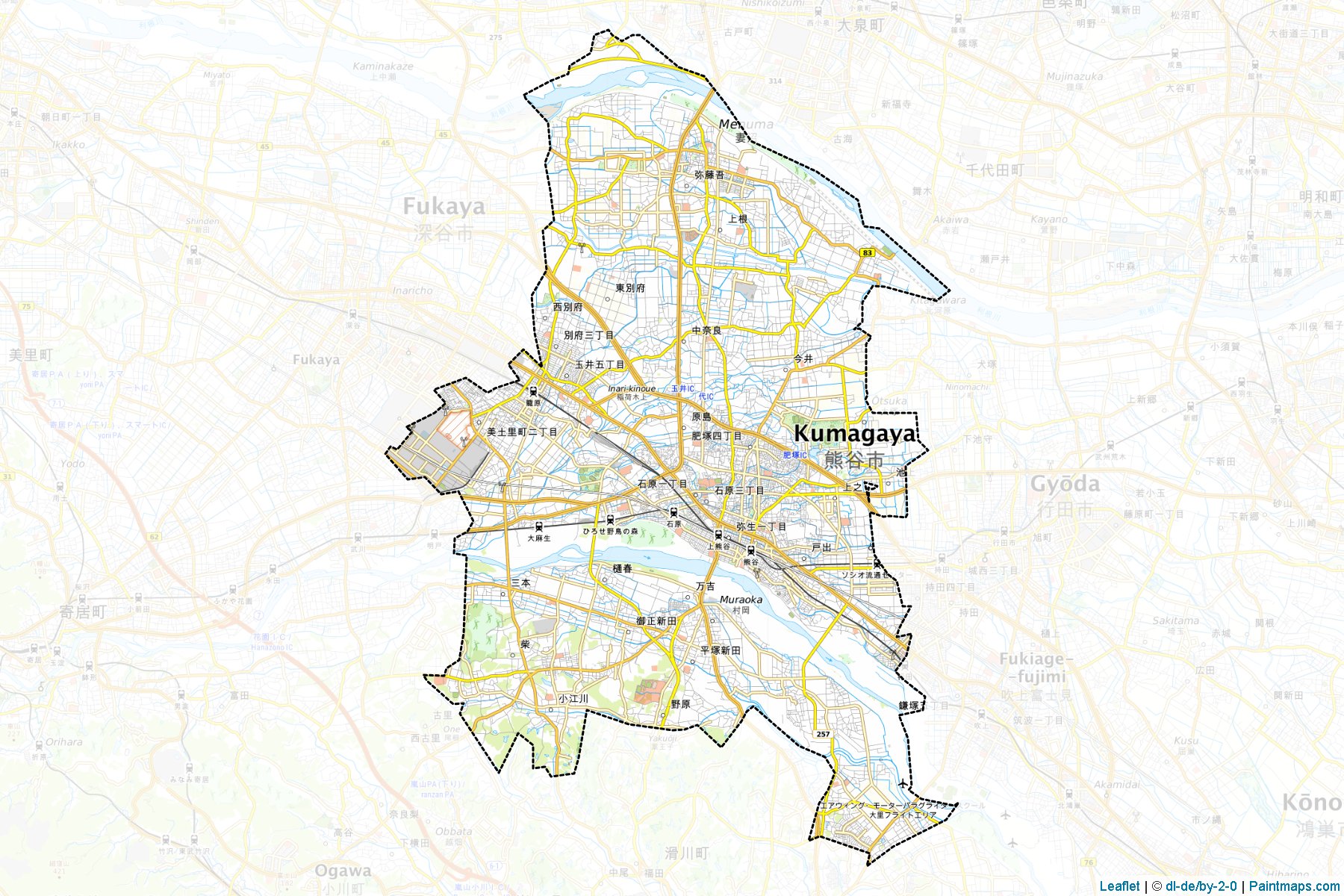 Muestras de recorte de mapas Kumagaya (Saitama)-1