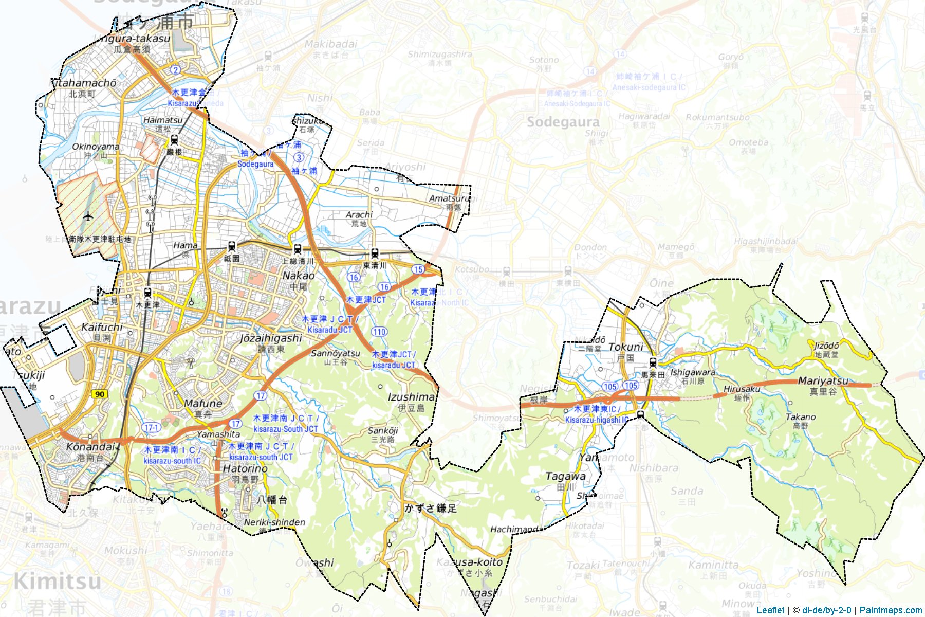 Kisarazu (Chiba Prefecture) Map Cropping Samples-1