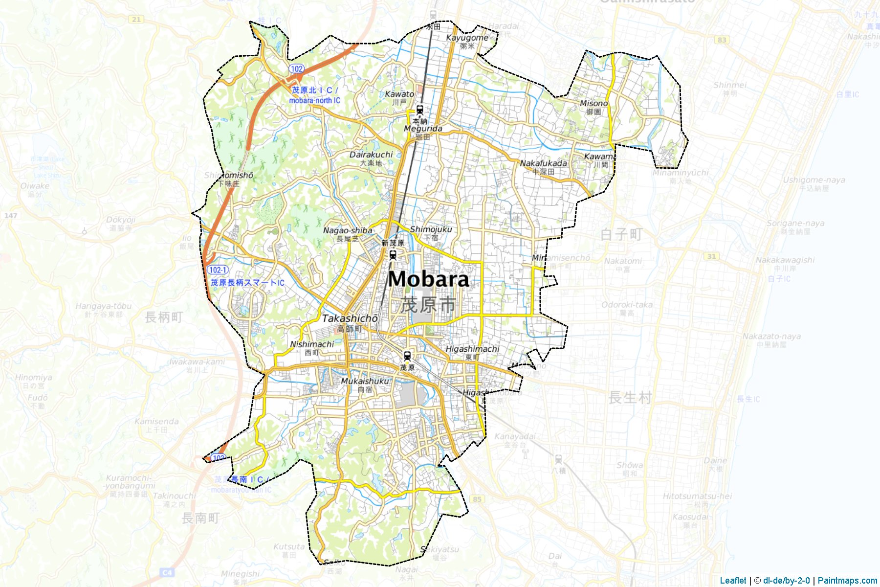 Muestras de recorte de mapas Mobara (Chiba)-1