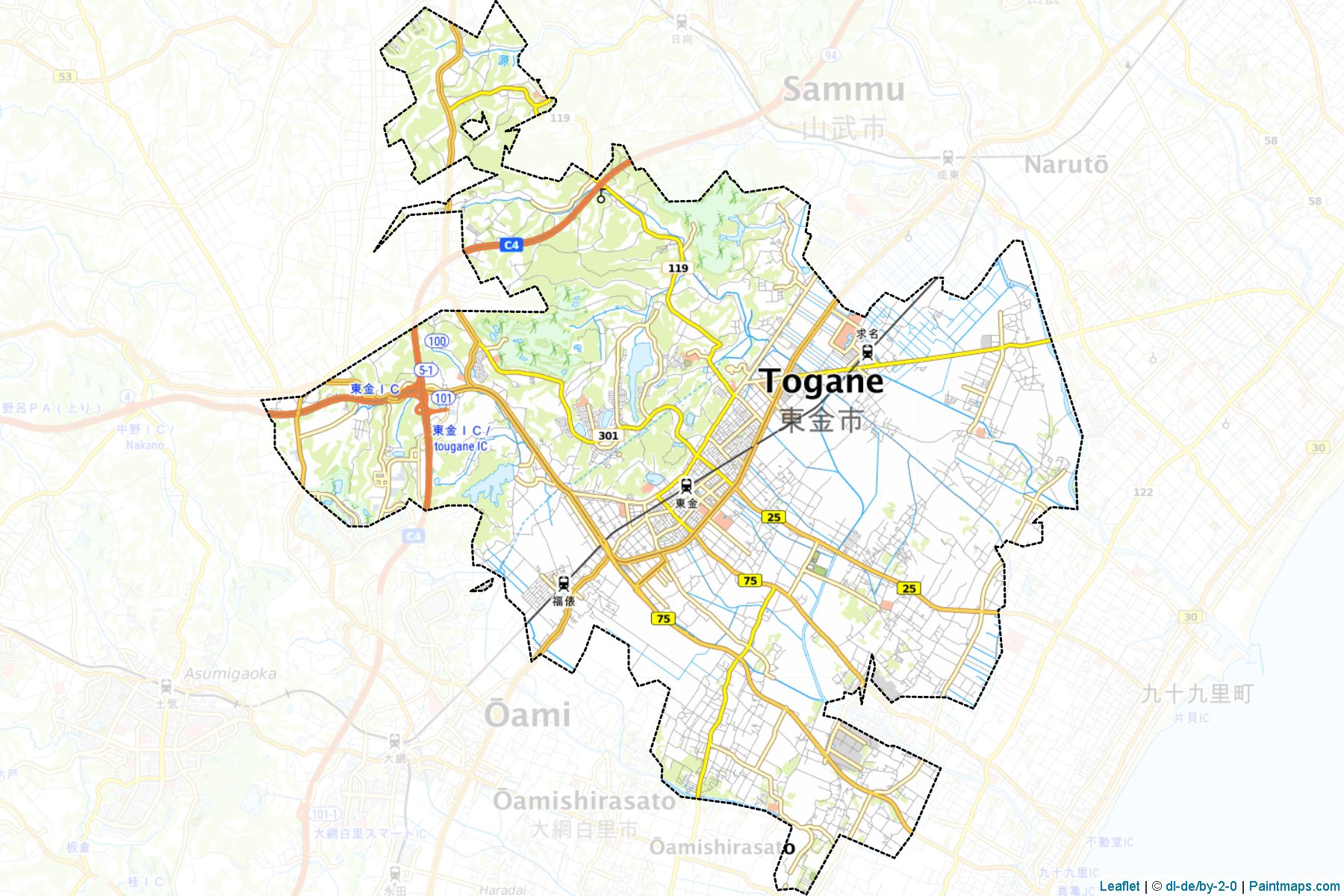 Muestras de recorte de mapas Togane (Chiba)-1