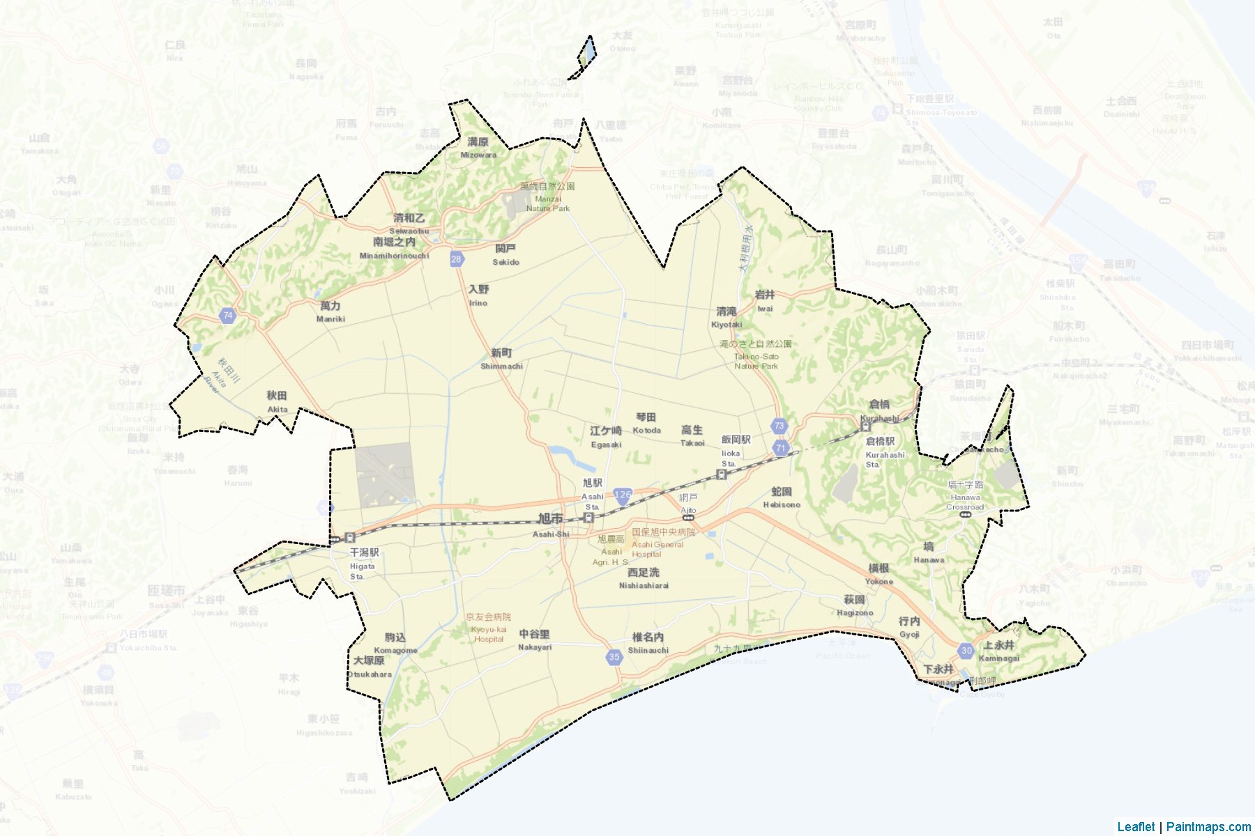 Asahi (Chiba Prefecture) Map Cropping Samples-2