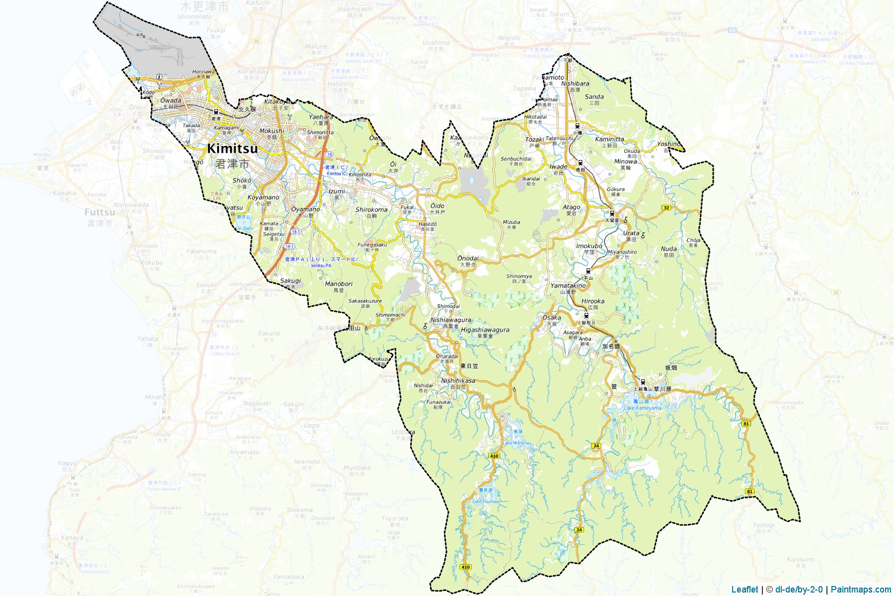 Kimitsu (Chiba Prefecture) Map Cropping Samples-1