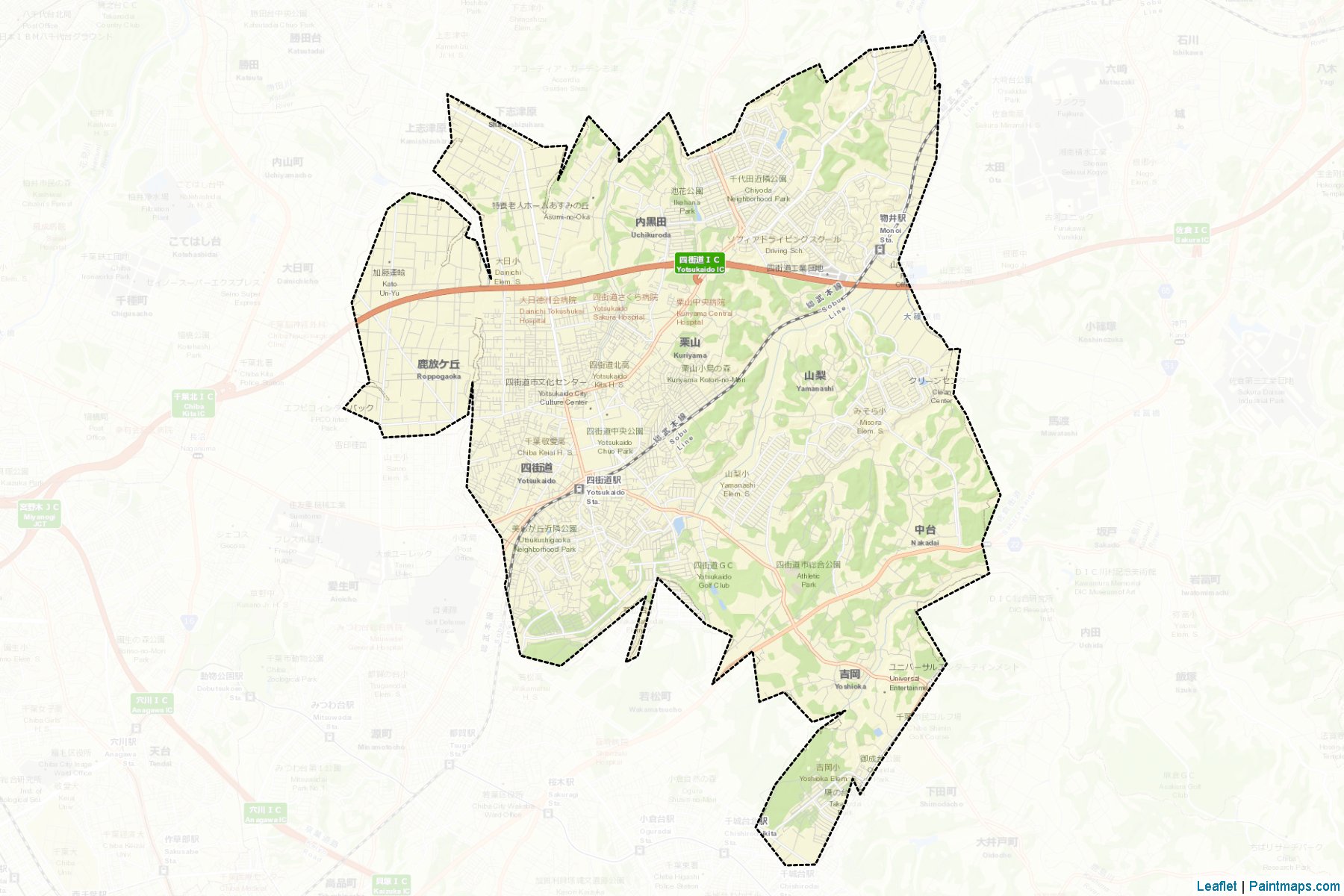 Muestras de recorte de mapas Yotsukaido (Chiba)-2