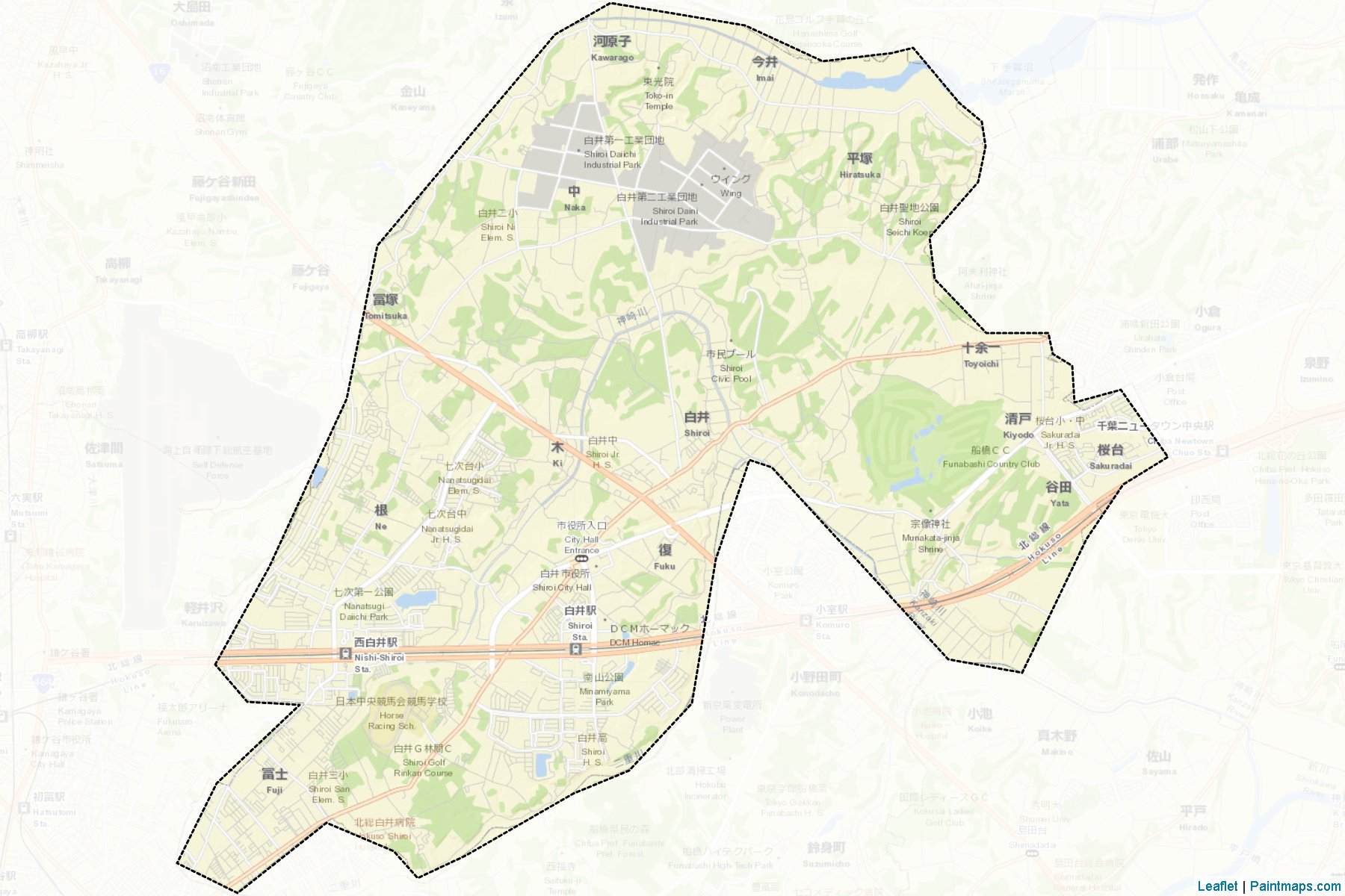 Muestras de recorte de mapas Shiroi (Chiba)-2