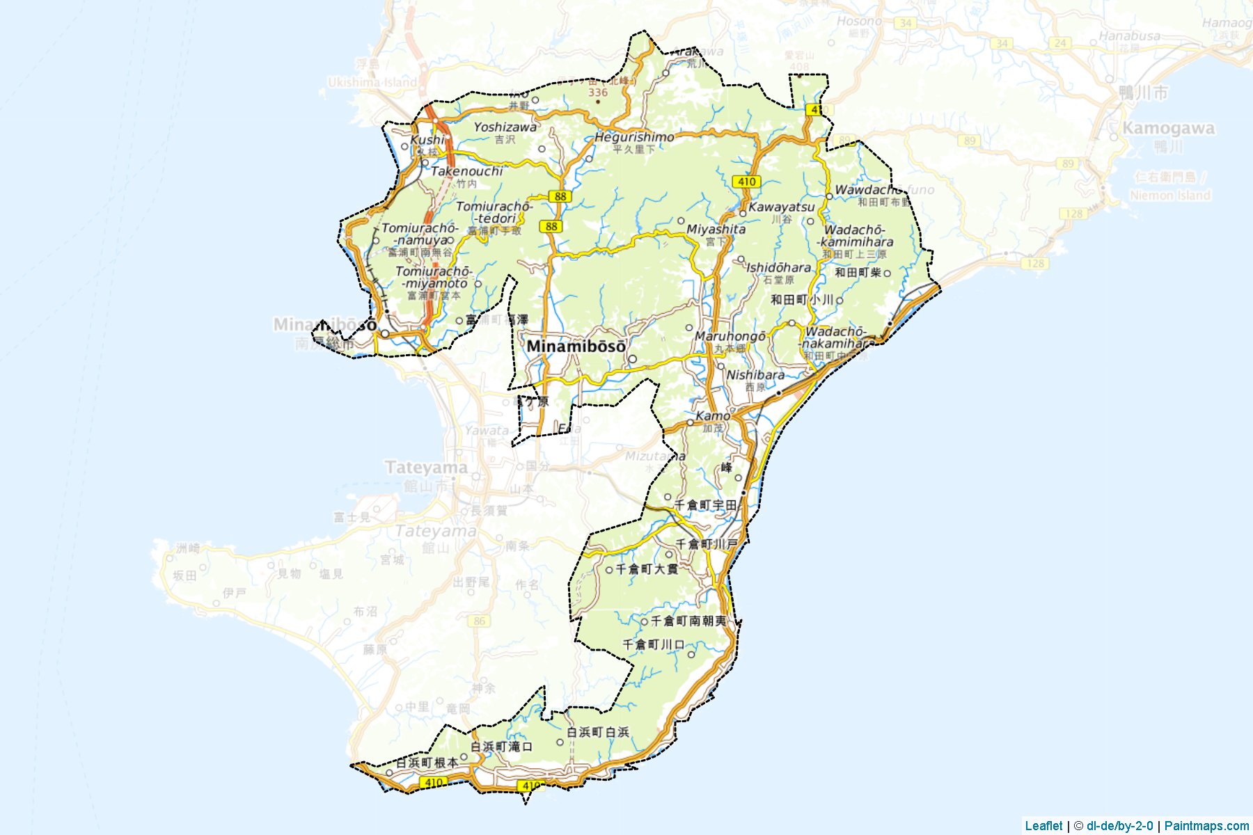 Minamiboso (Chiba Prefecture) Map Cropping Samples-1