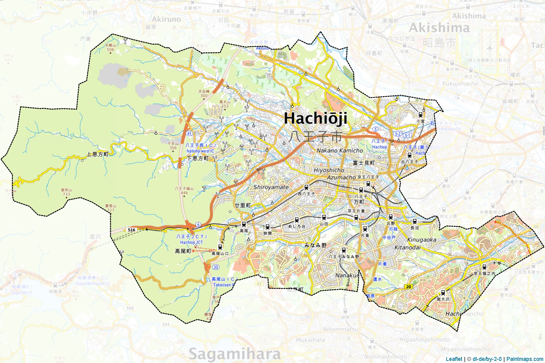 Muestras de recorte de mapas Hachioji (Tokyo)-1