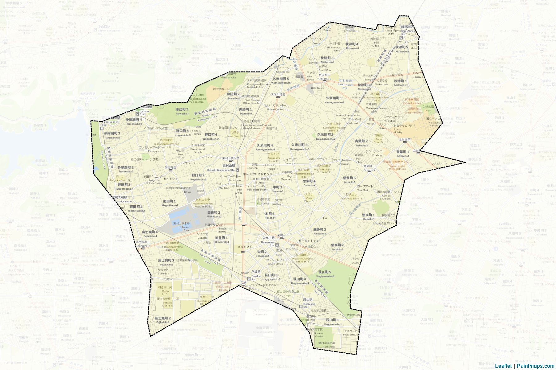 Higashimurayama (Tokyo) Map Cropping Samples-2