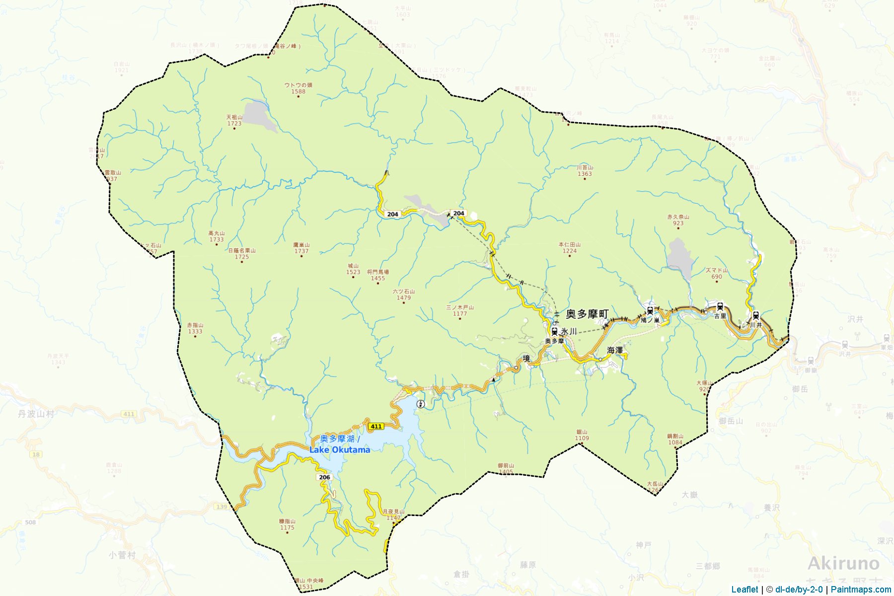 Muestras de recorte de mapas Okutama (Tokyo)-1