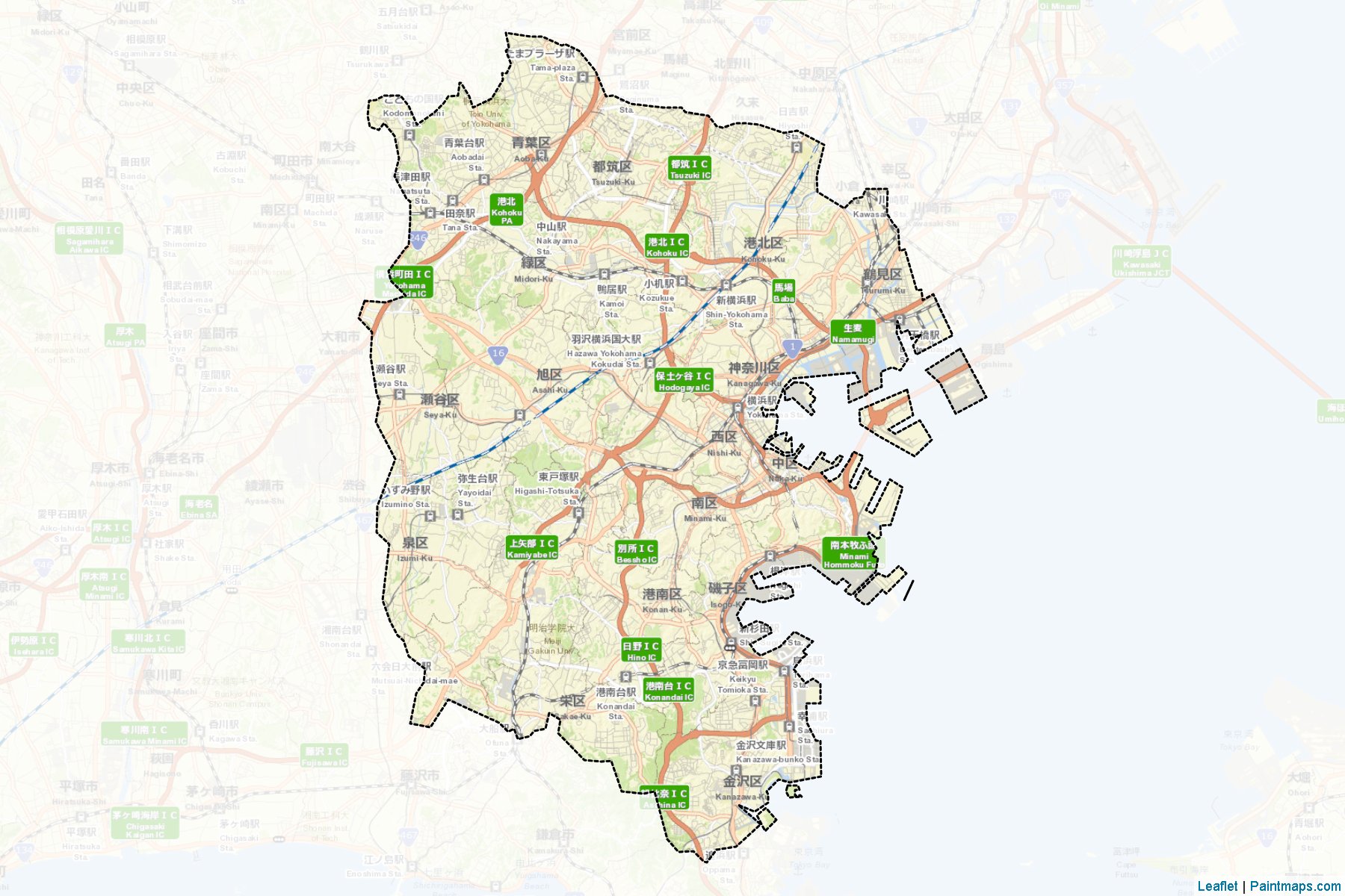 Yokohama (Kanagawa Prefecture) Map Cropping Samples-2