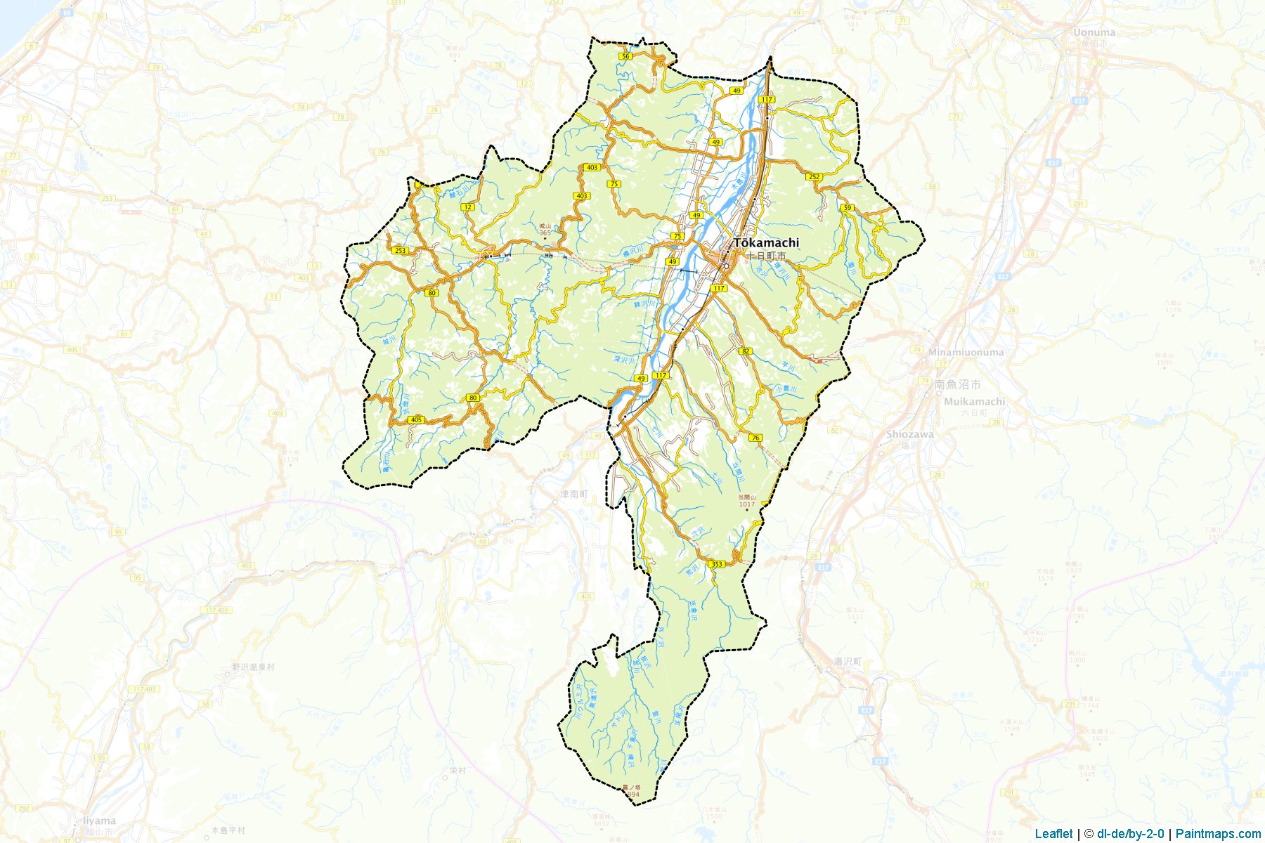 Muestras de recorte de mapas Tokamachi (Niigata)-1