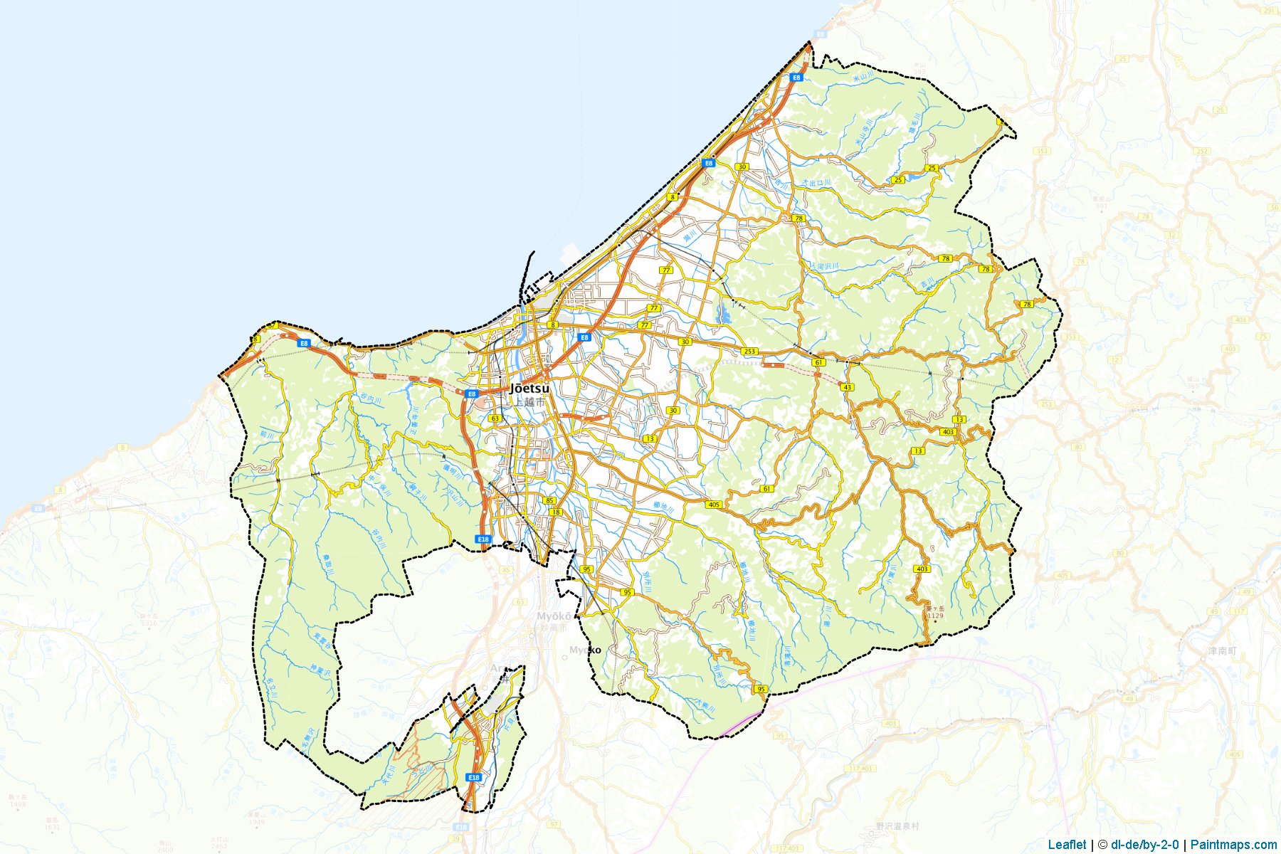 Joetsu (Niigata Prefecture) Map Cropping Samples-1