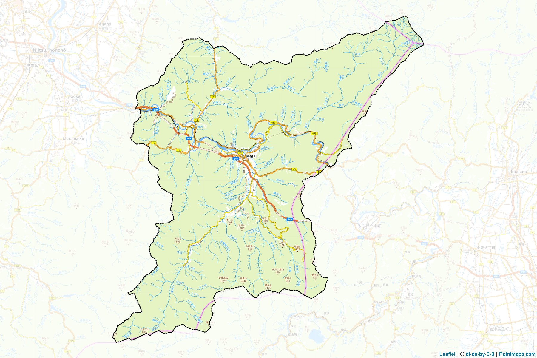 Muestras de recorte de mapas Aga (Niigata)-1