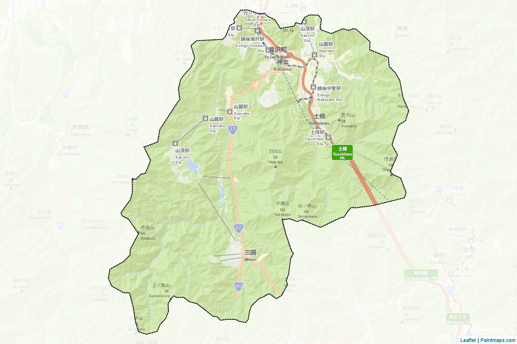 Muestras de recorte de mapas Yuzawa (Niigata)-2