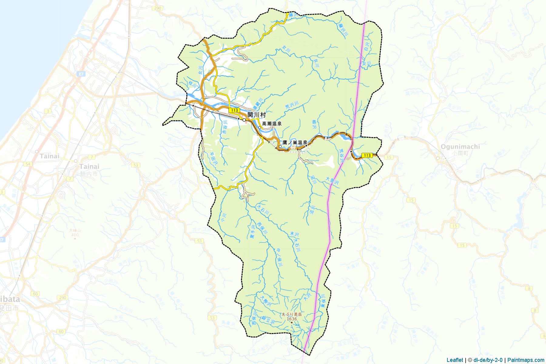 Muestras de recorte de mapas Sekikawa (Niigata)-1