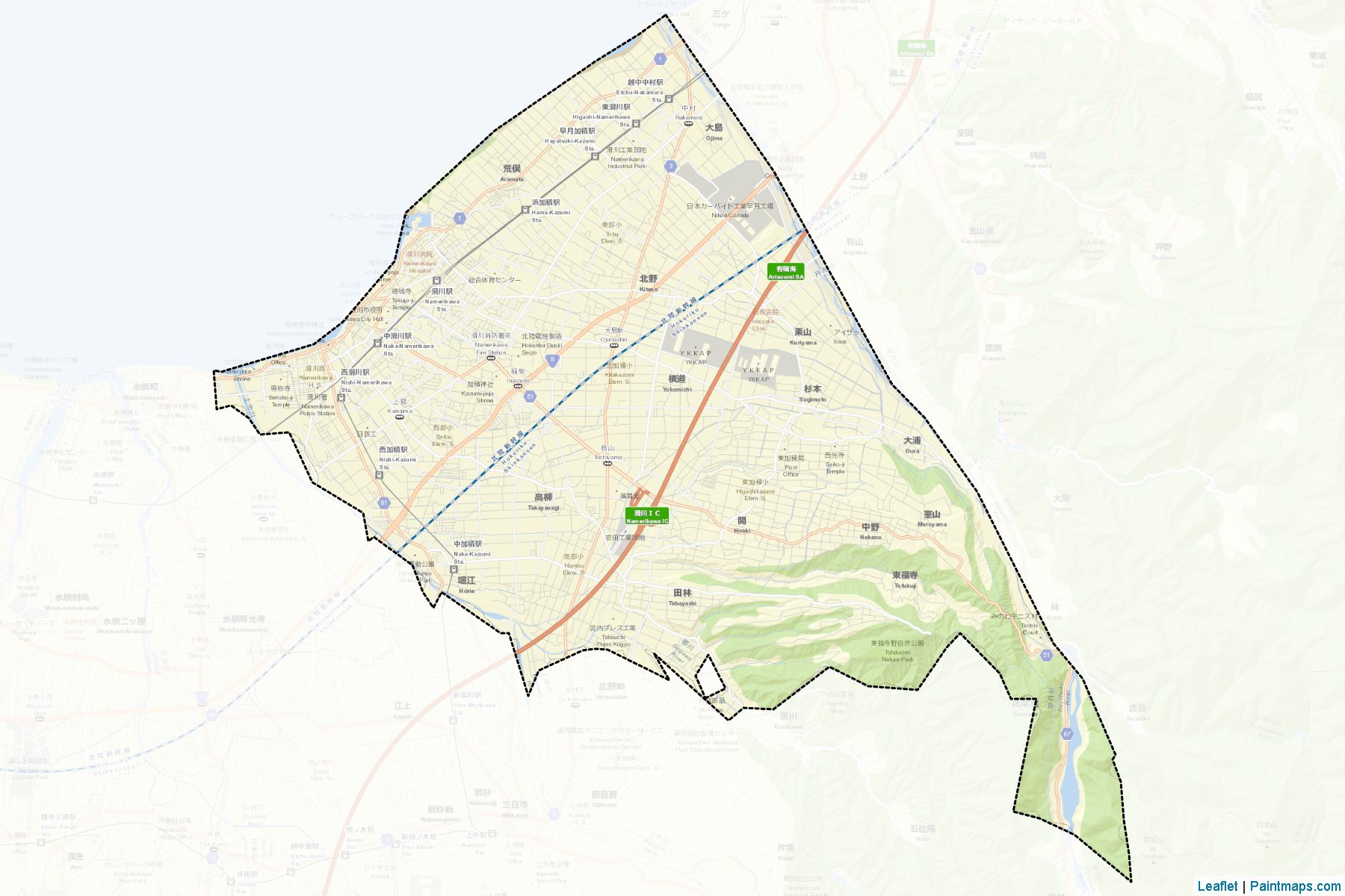 Muestras de recorte de mapas Namerikawa (Toyama)-2