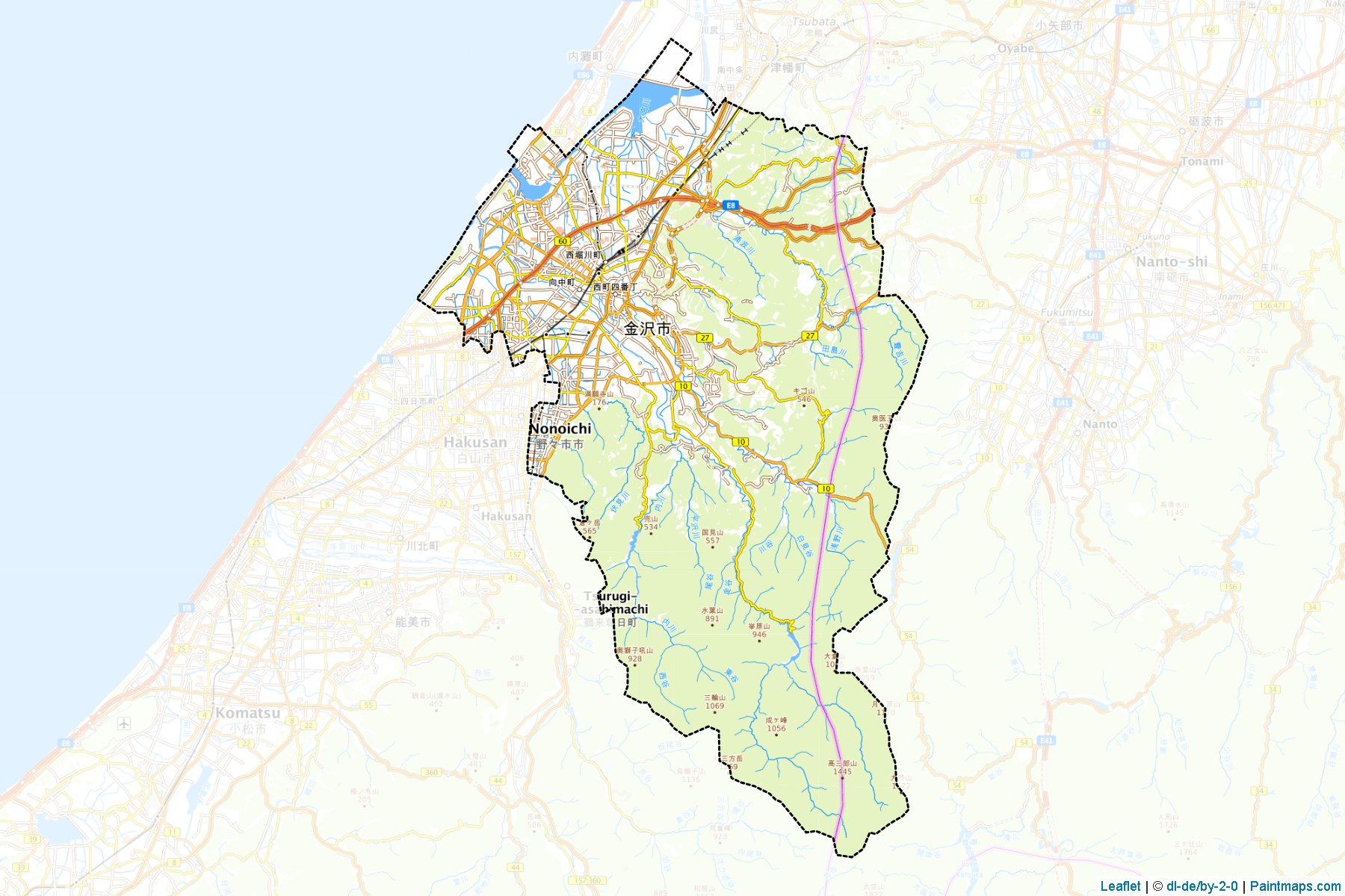 Muestras de recorte de mapas Kanazawa (Ishikawa)-1