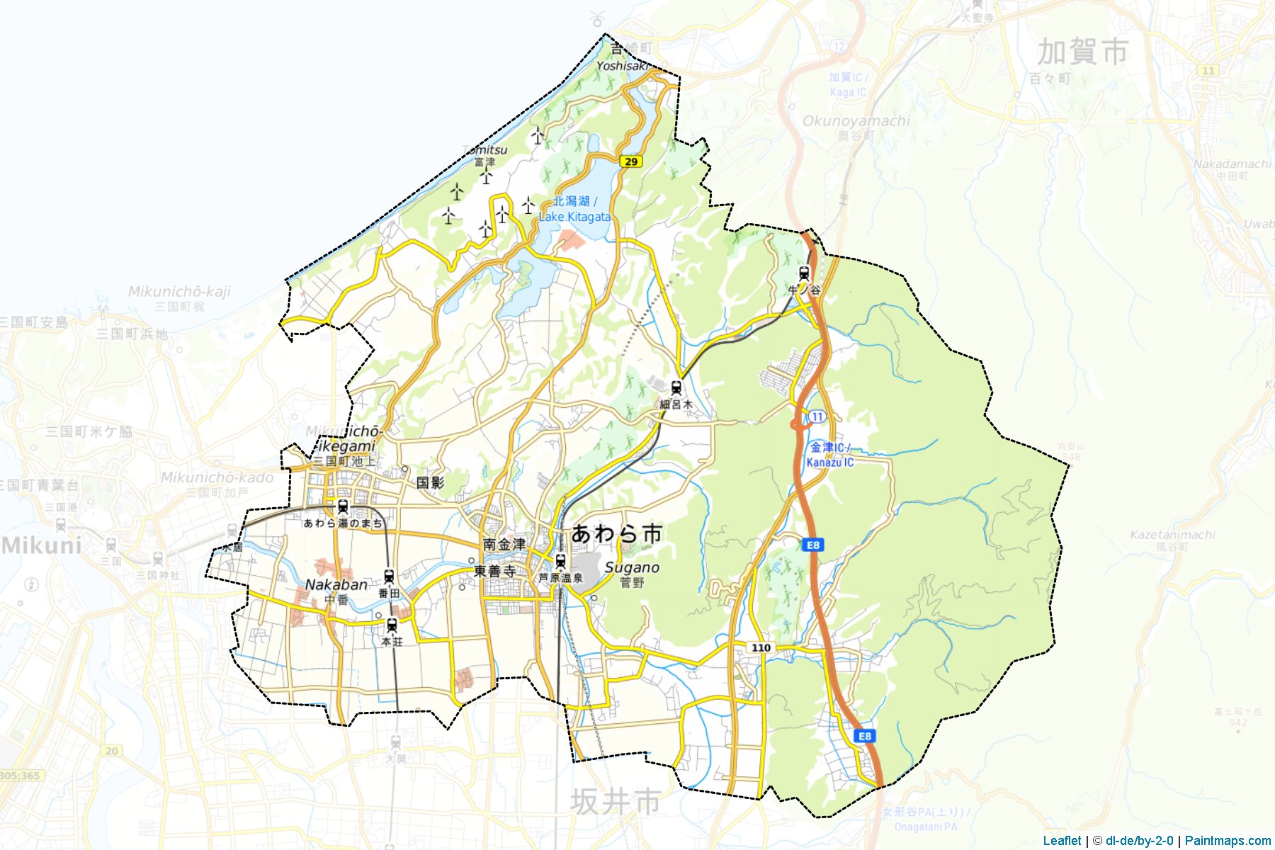 Awara (Fukui Prefecture) Map Cropping Samples-1