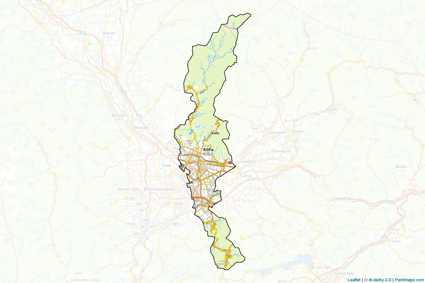 Muestras de recorte de mapas Kofu (Yamanashi)-1