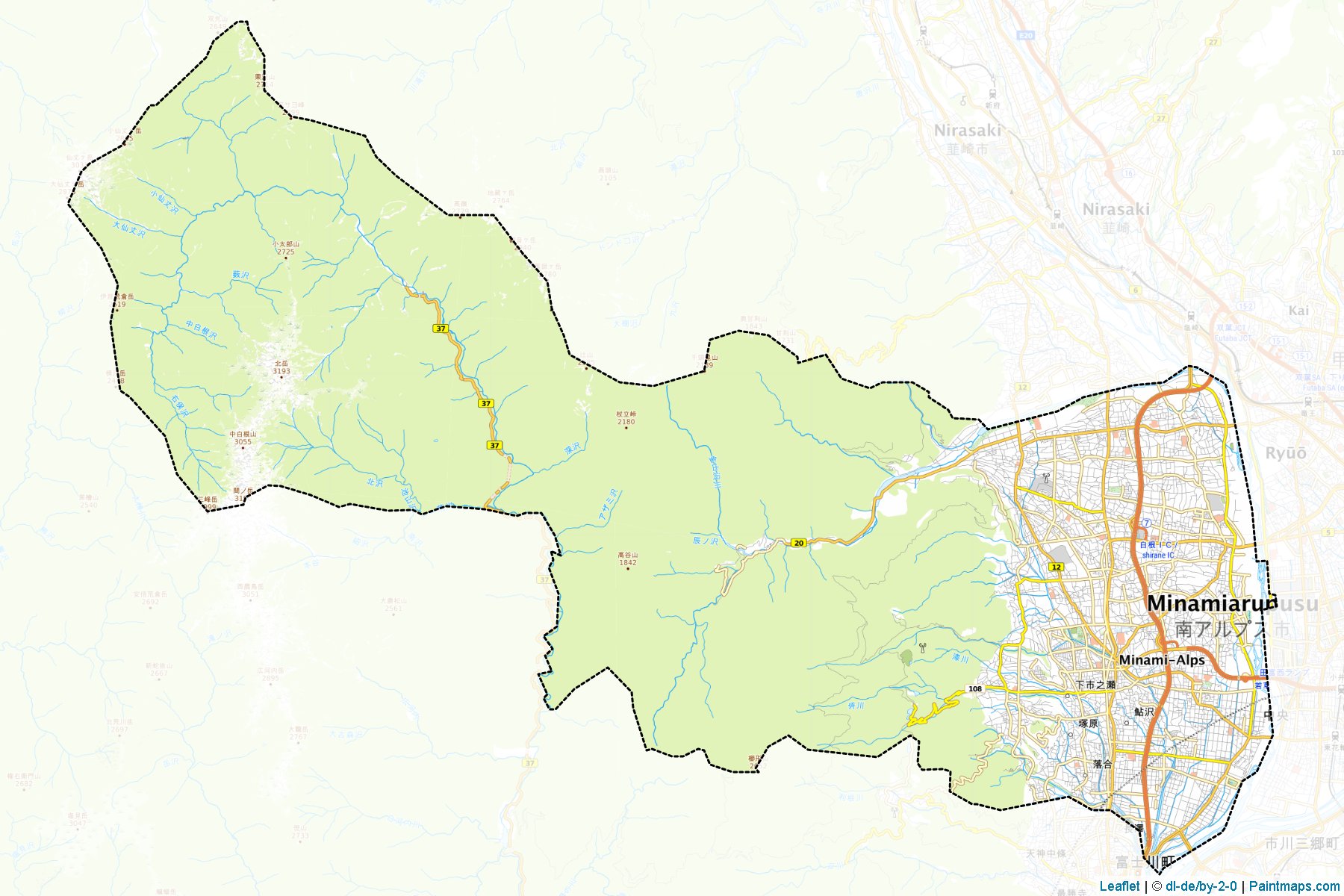 Muestras de recorte de mapas Minami-alps (Yamanashi)-1