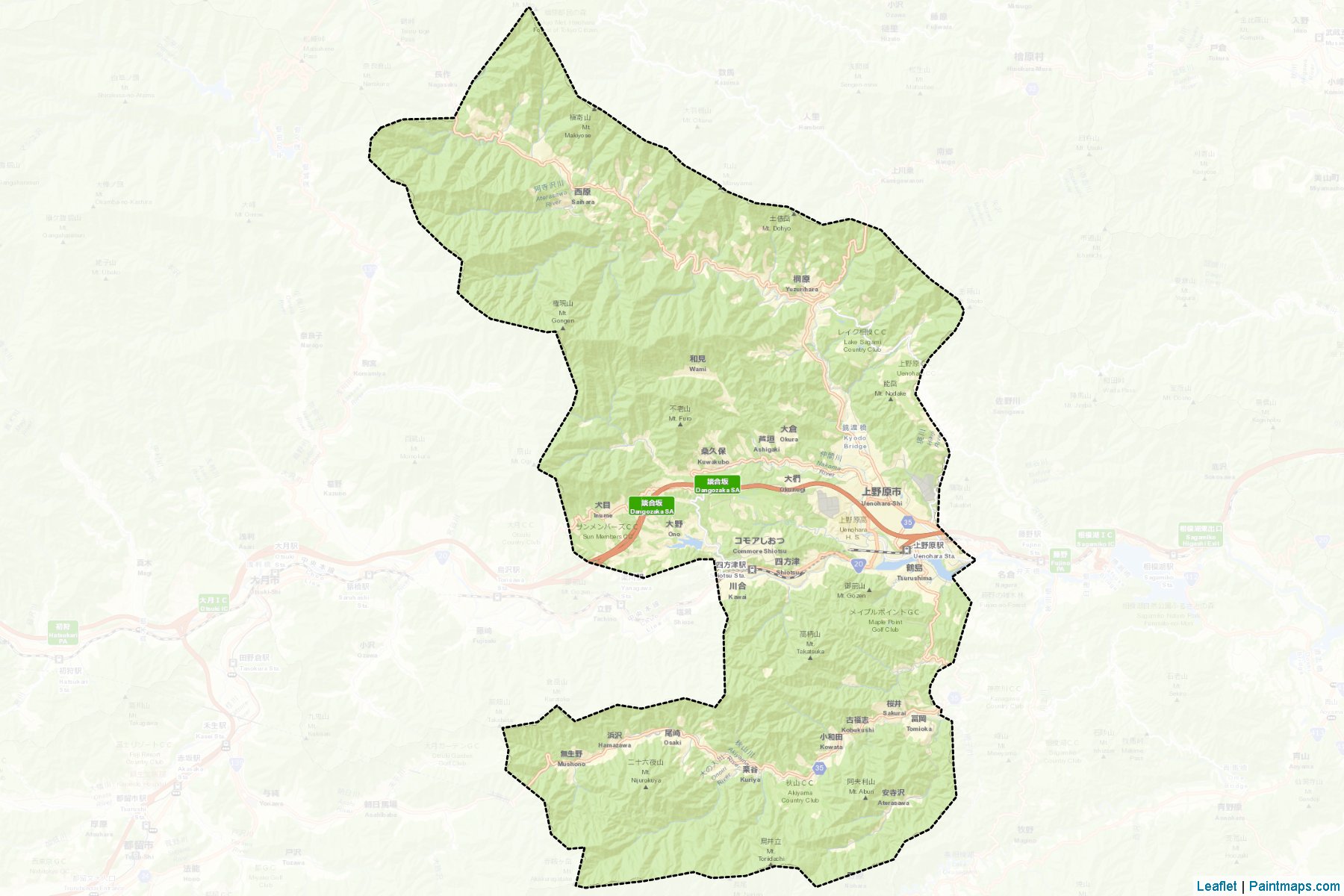 Uenohara (Yamanashi Prefecture) Map Cropping Samples-2