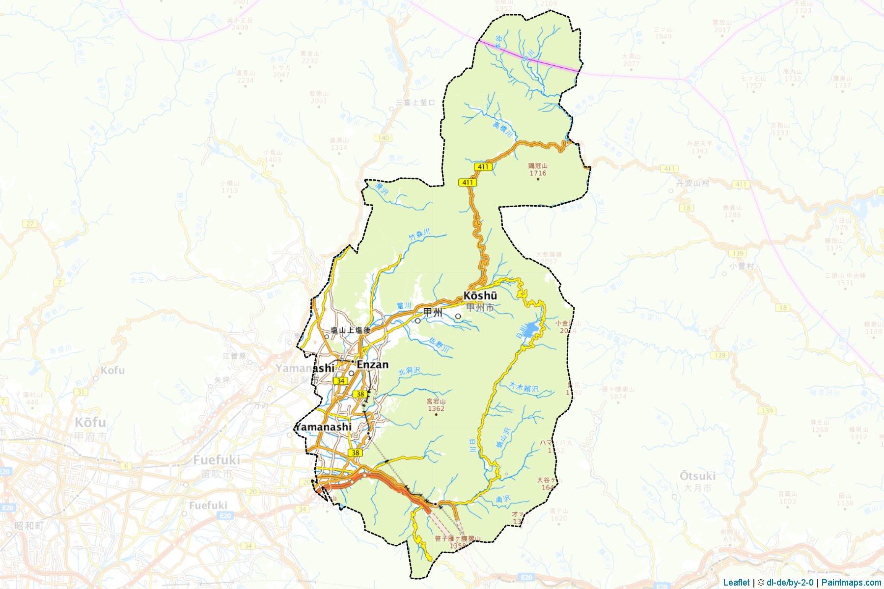 Muestras de recorte de mapas Koshu (Yamanashi)-1