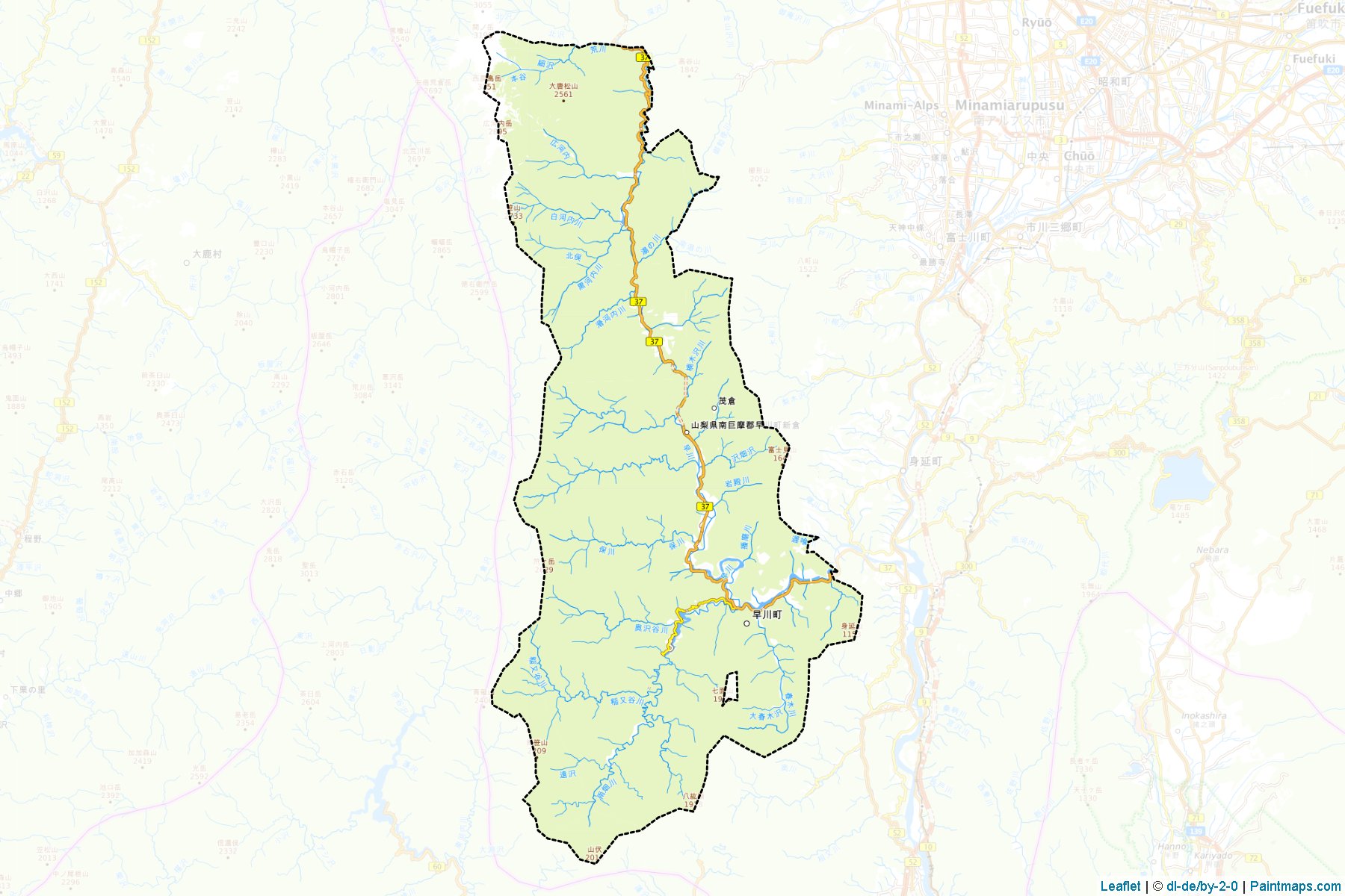 Hayakawa (Yamanashi Prefecture) Map Cropping Samples-1