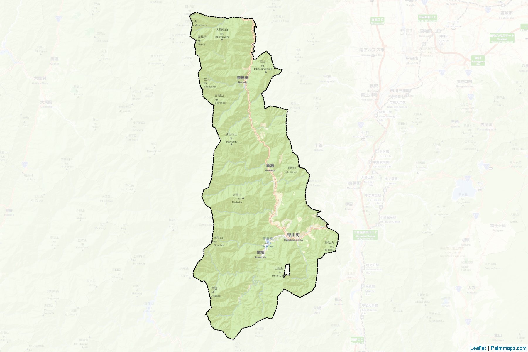 Hayakawa (Yamanashi Prefecture) Map Cropping Samples-2