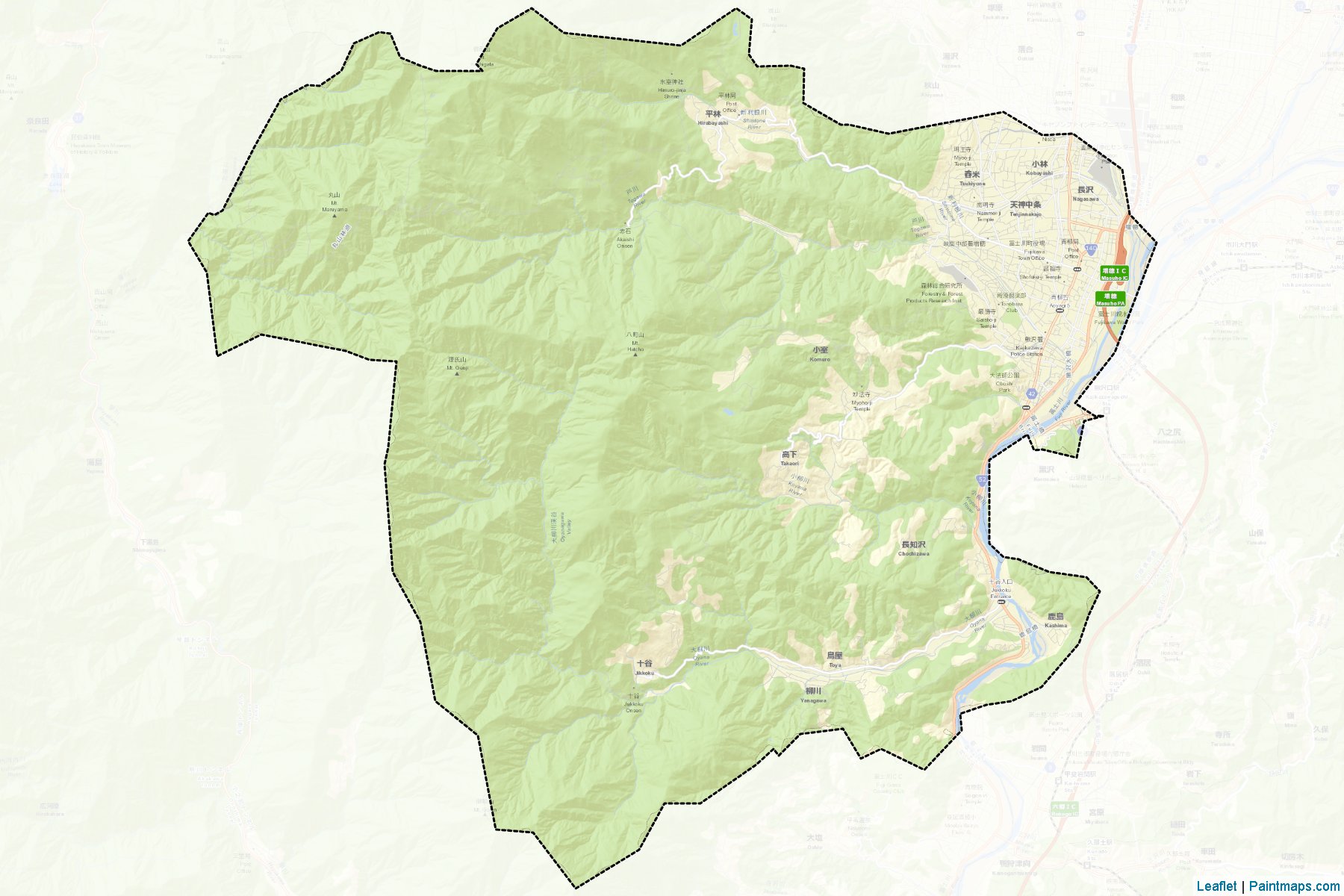 Fujikawa (Yamanashi Prefecture) Map Cropping Samples-2