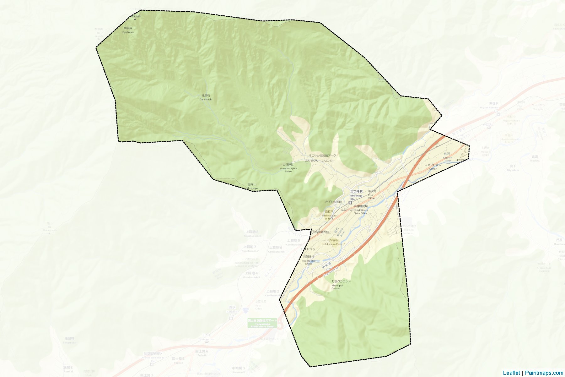 Nishikatsura (Yamanashi Prefecture) Map Cropping Samples-2