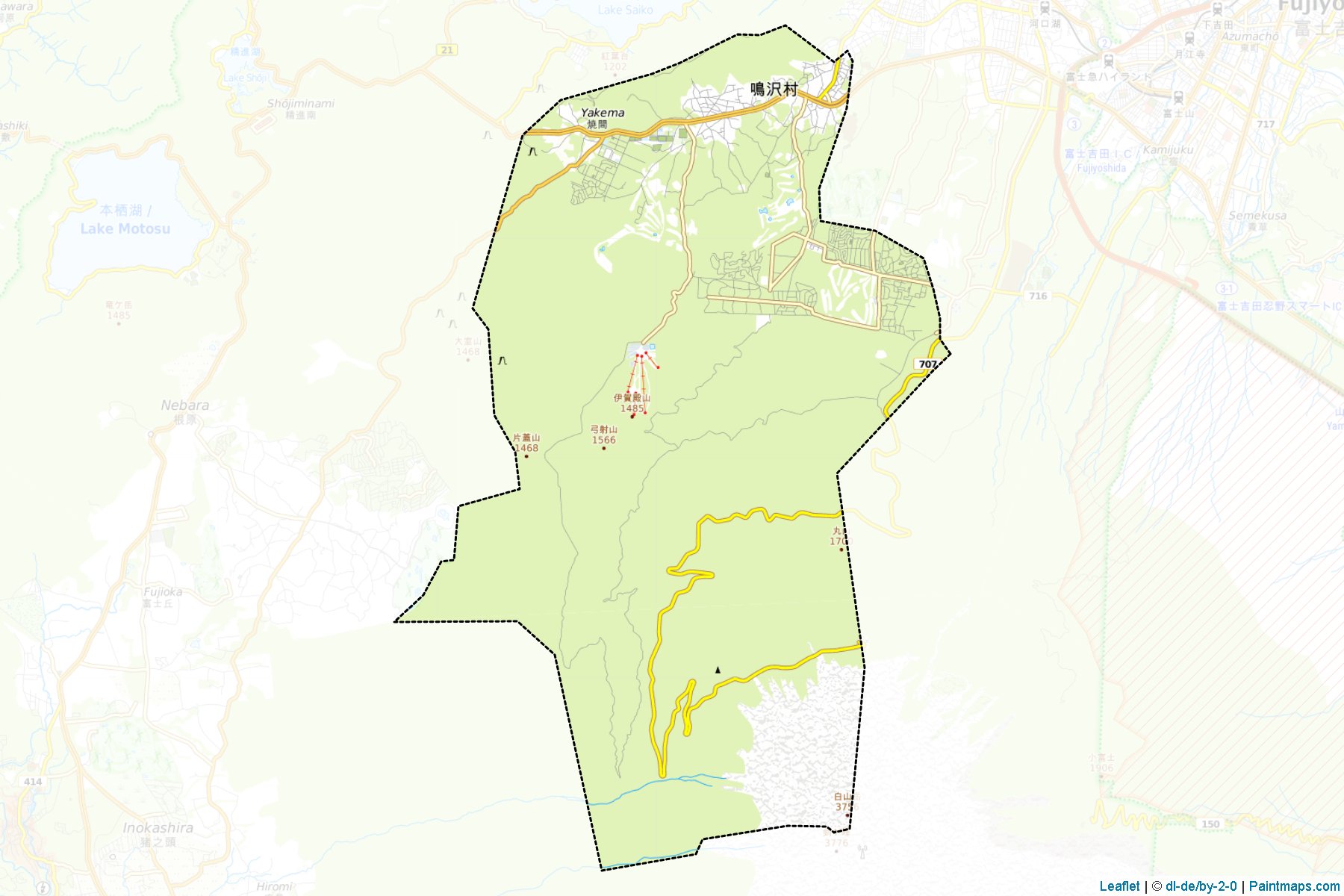 Narusawa (Yamanashi Prefecture) Map Cropping Samples-1