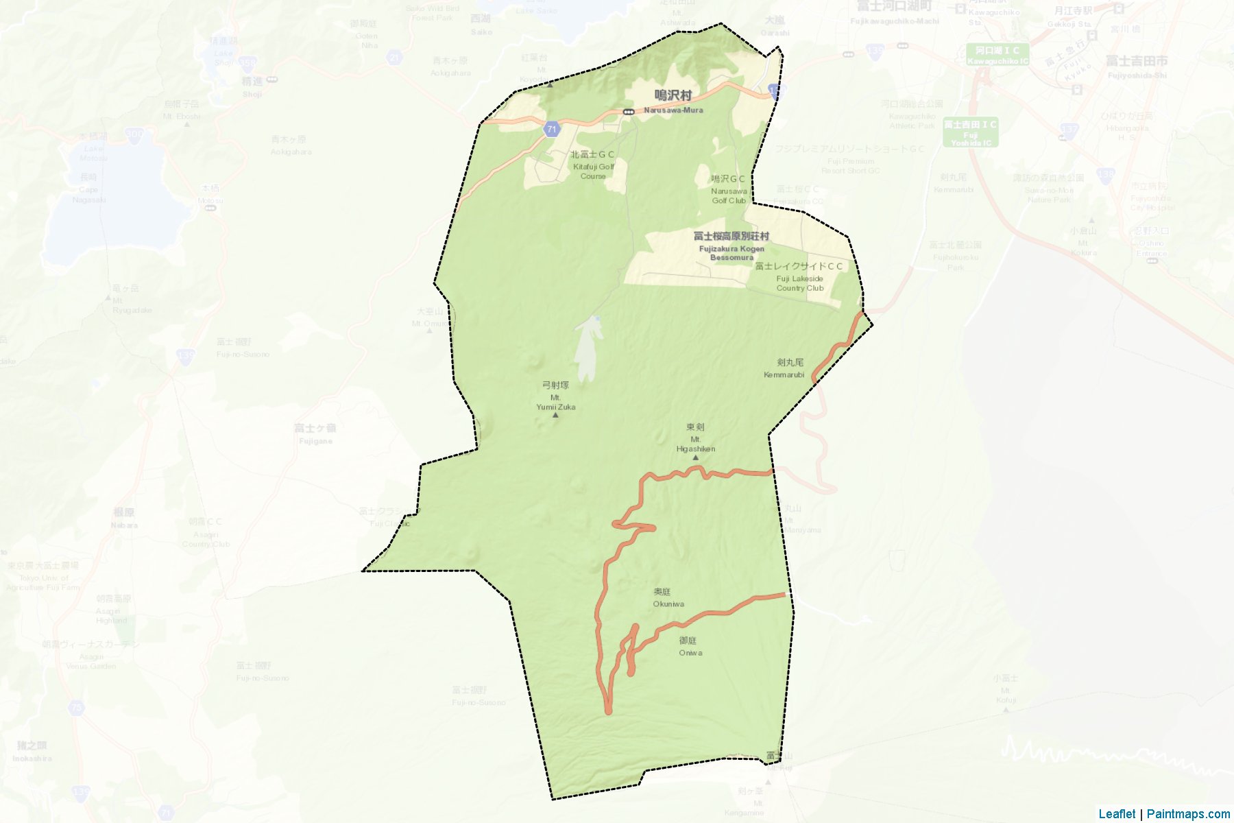 Muestras de recorte de mapas Narusawa (Yamanashi)-2