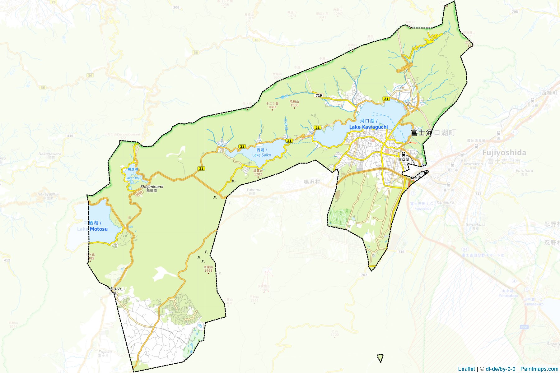 Fujikawaguchiko (Yamanashi Prefecture) Map Cropping Samples-1