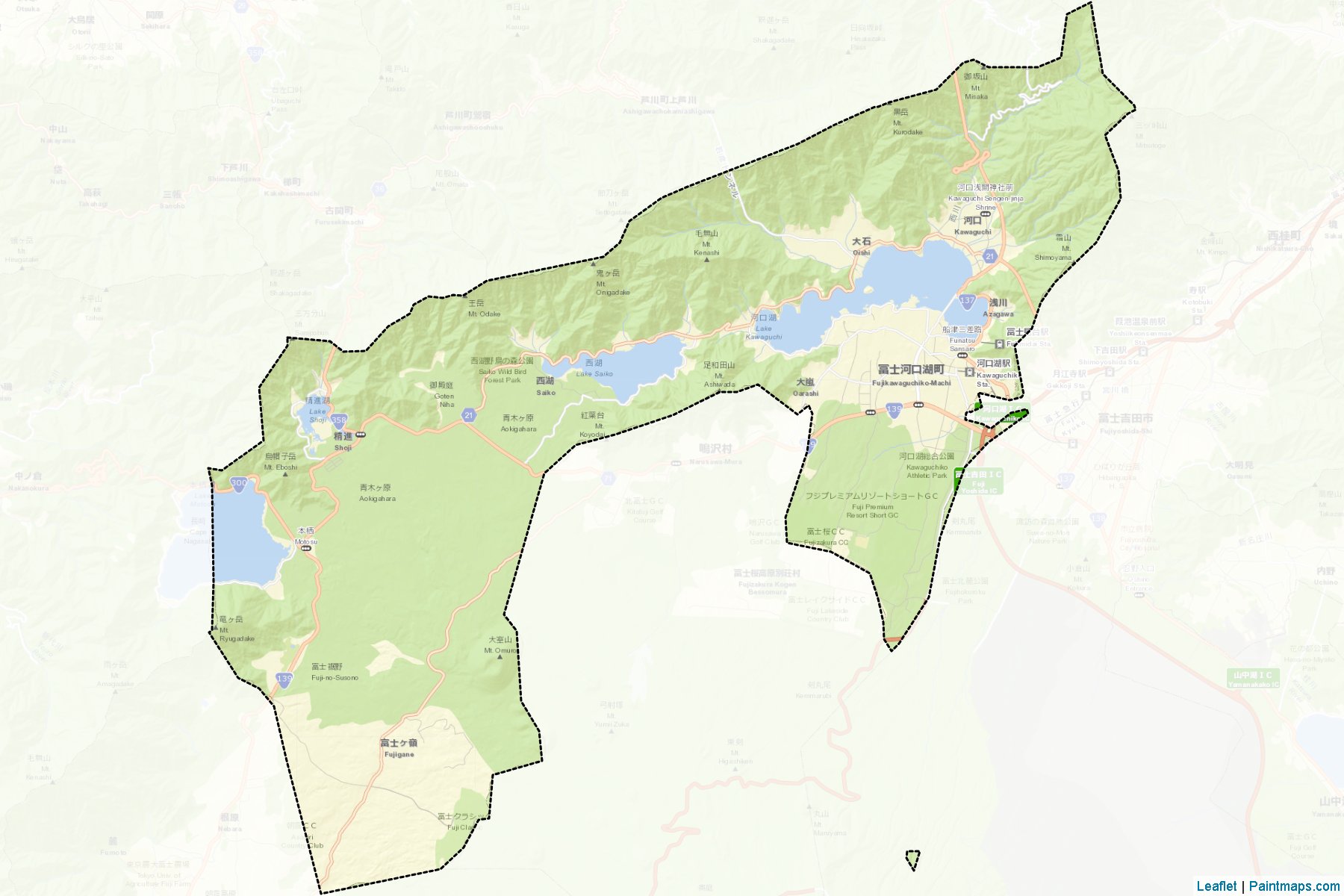 Fujikawaguchiko (Yamanashi Prefecture) Map Cropping Samples-2