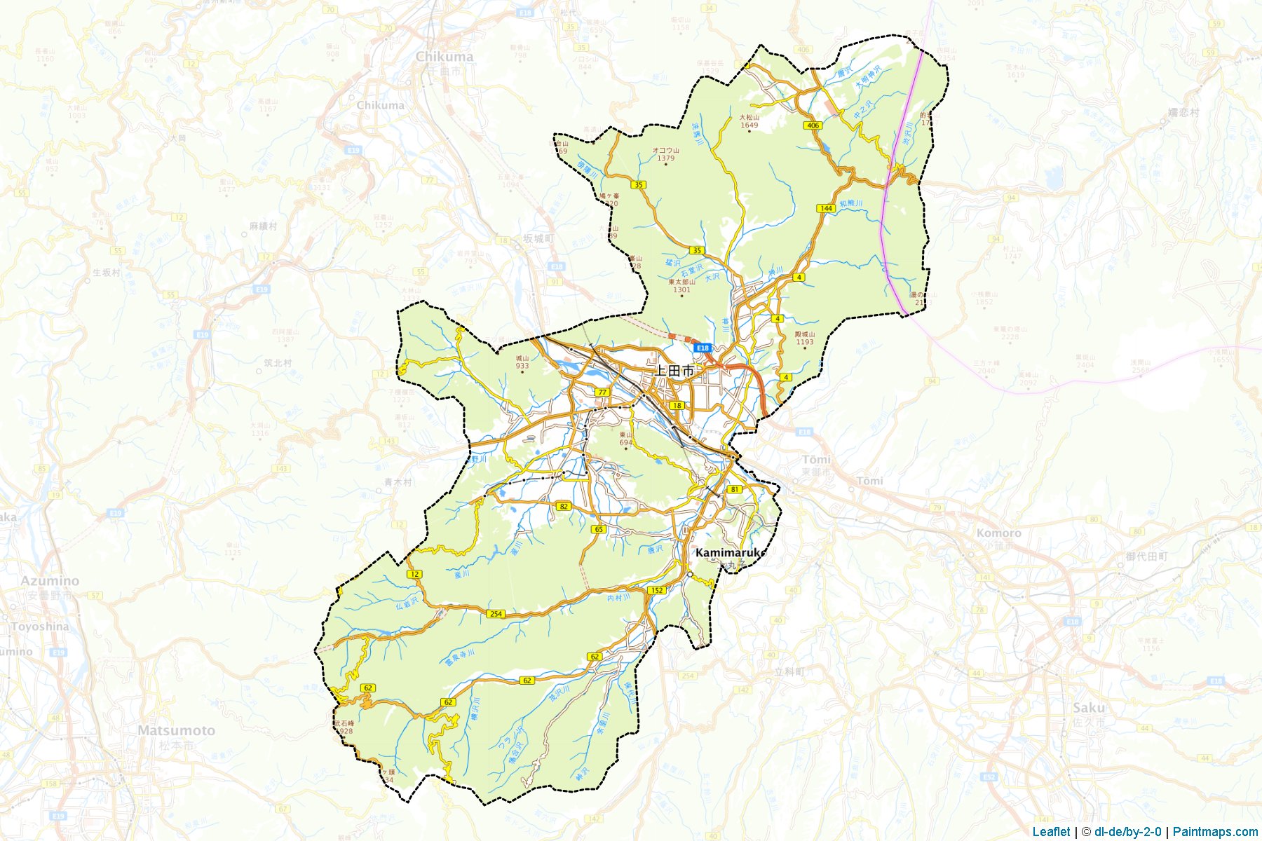 Ueda (Nagano Prefecture) Map Cropping Samples-1