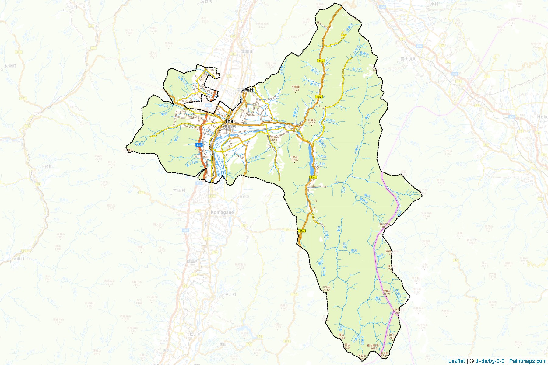 Muestras de recorte de mapas Ina (Nagano)-1