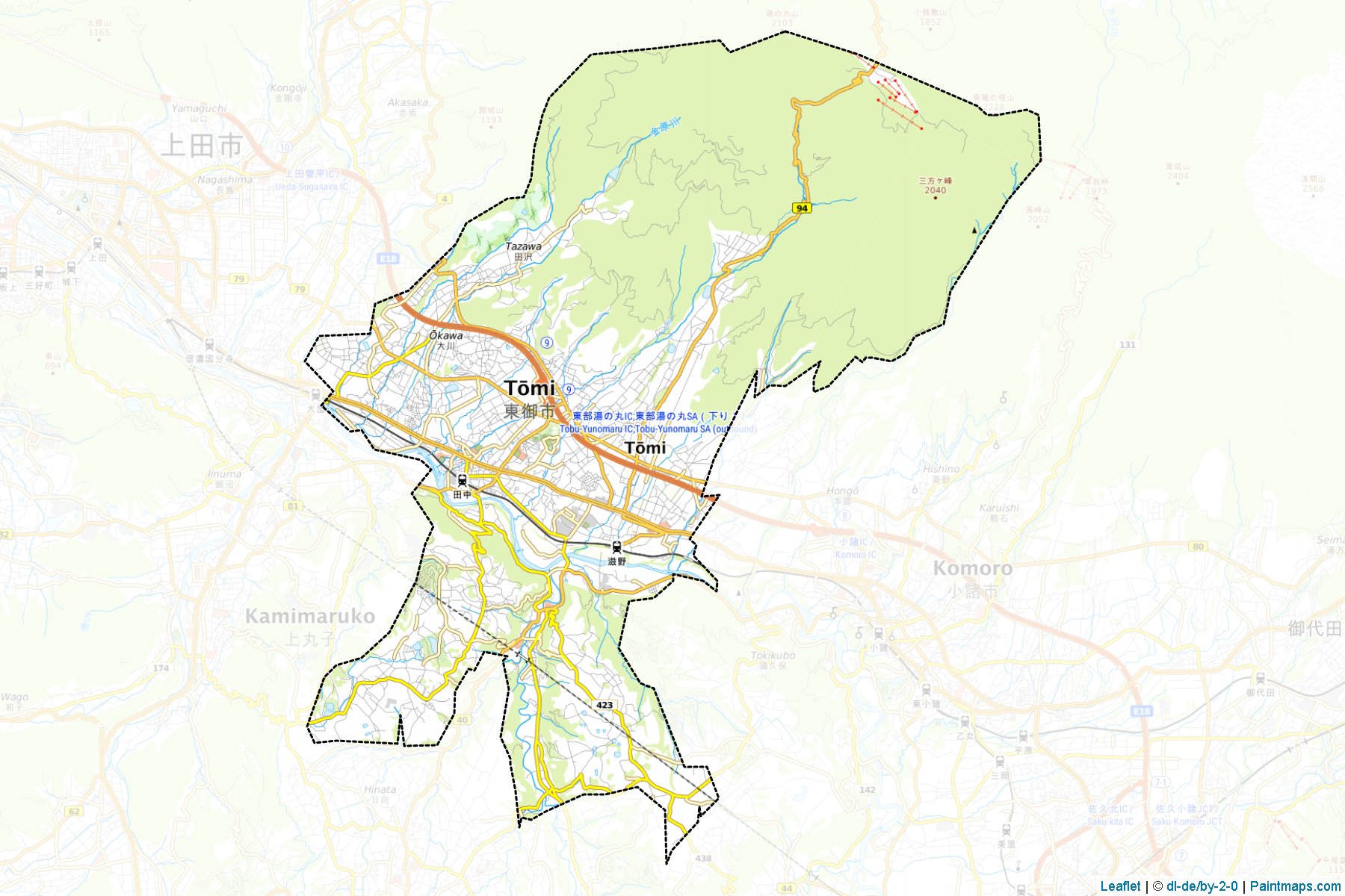 Muestras de recorte de mapas Tomi (Nagano)-1