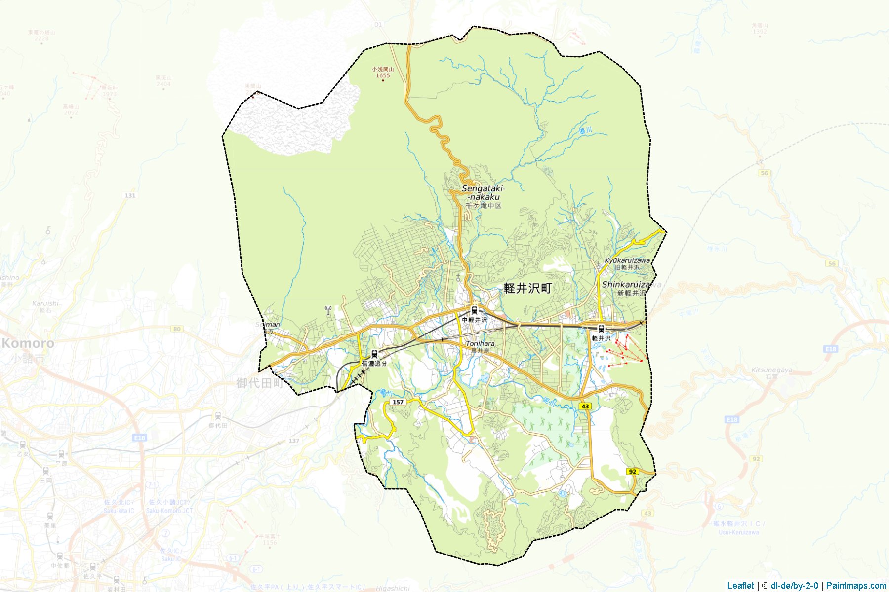 Muestras de recorte de mapas Karuizawa (Nagano)-1