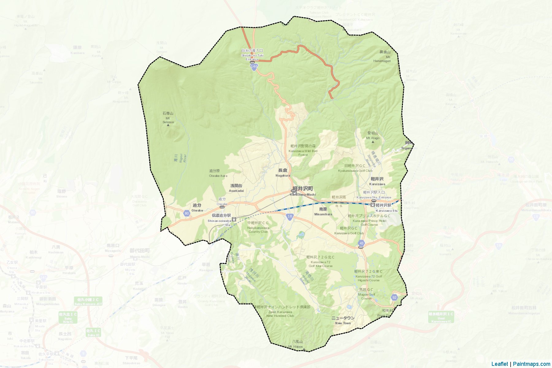 Muestras de recorte de mapas Karuizawa (Nagano)-2