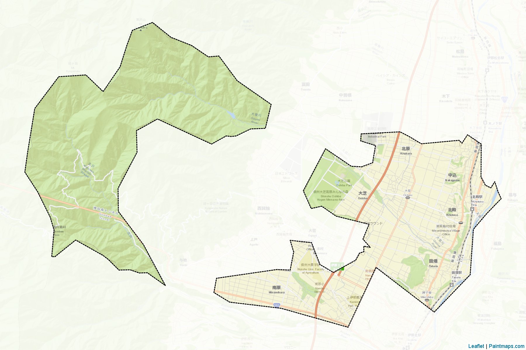 Minamiminowa (Nagano Prefecture) Map Cropping Samples-2