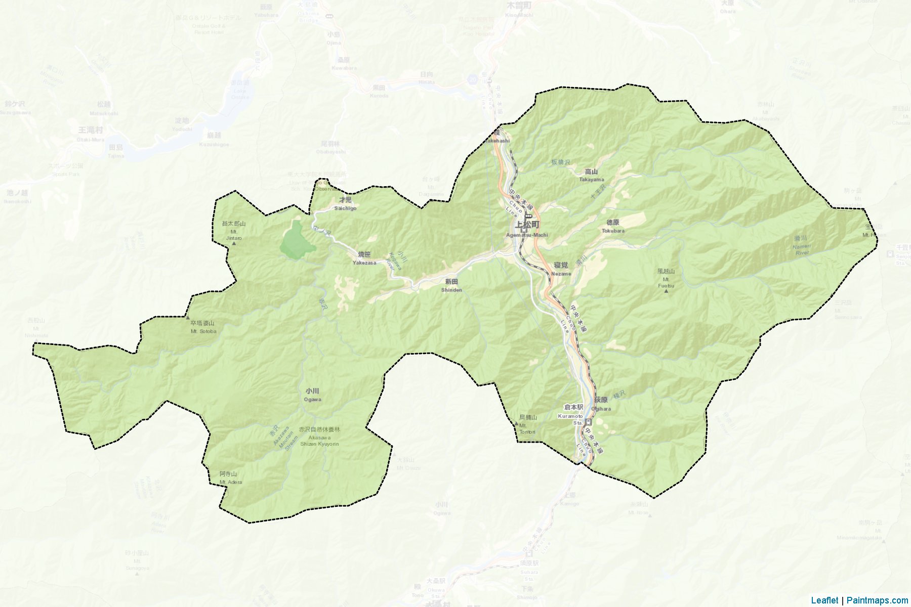 Muestras de recorte de mapas Agematsu (Nagano)-2