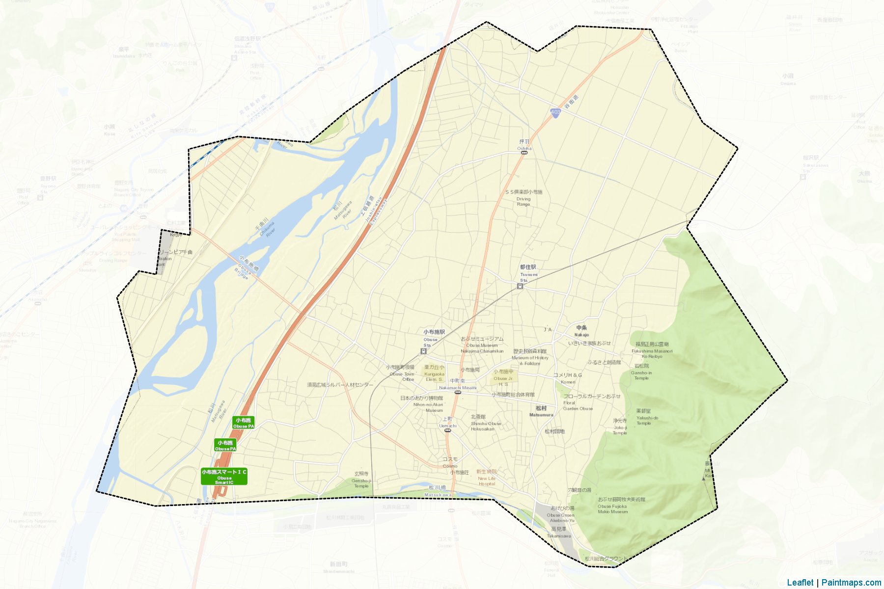 Muestras de recorte de mapas Obuse (Nagano)-2