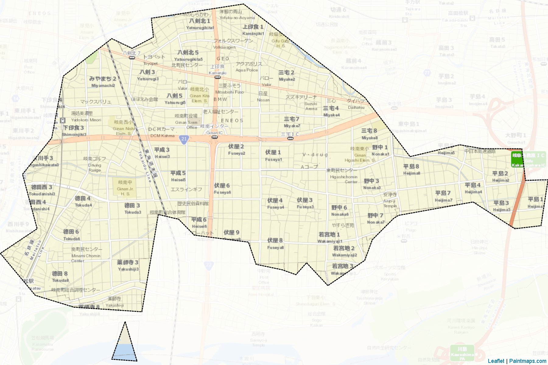 Ginan (Gifu Prefecture) Map Cropping Samples-2