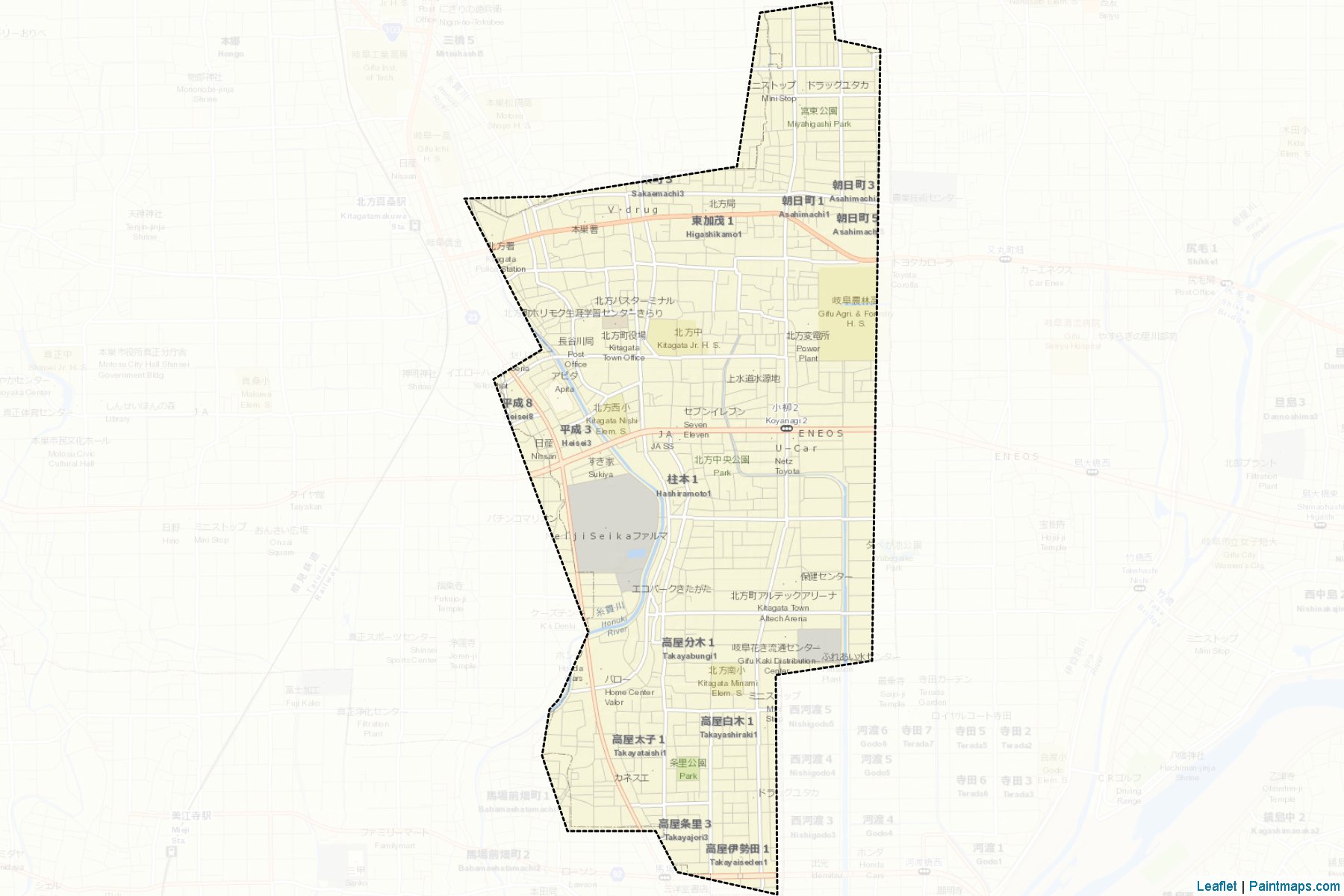 Kitagata (Gifu Prefecture) Map Cropping Samples-2