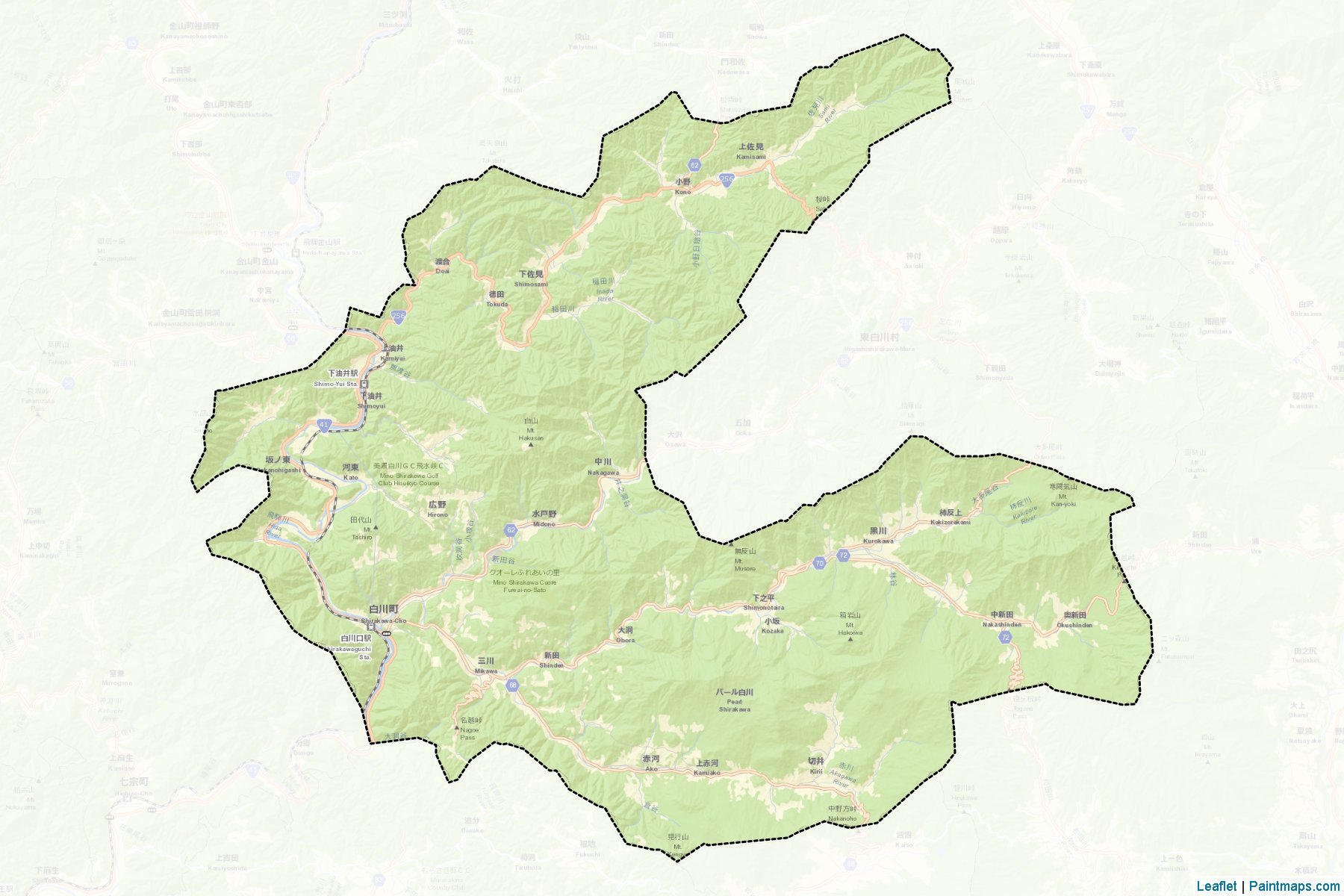 Shirakawa (Gifu Prefecture) Map Cropping Samples-2