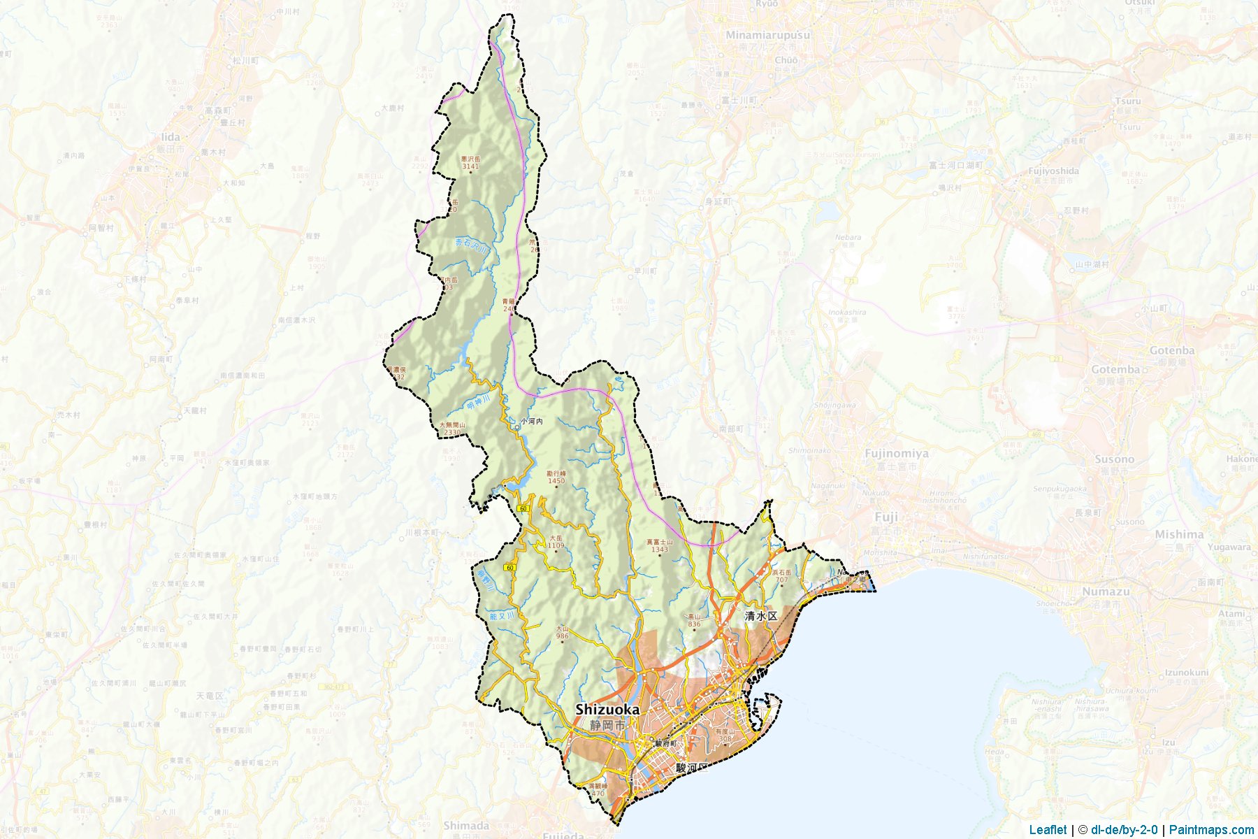 Shizuoka (Shizuoka Prefecture) Map Cropping Samples-1